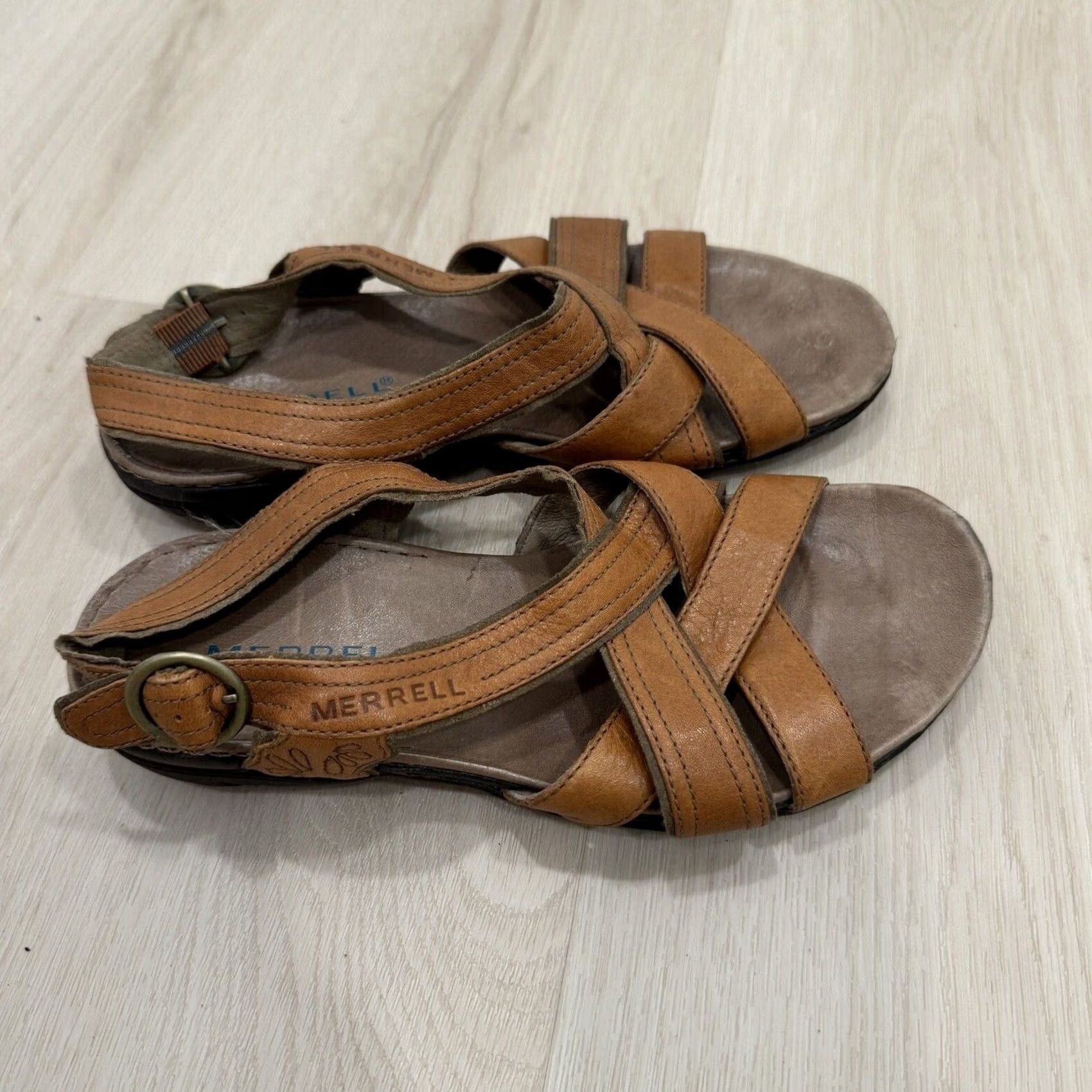 Merrell Merrell Sandals Leather Cross-Strap Slingback Women Brown 6 US Size US 6 / IT 36 - 7 Thumbnail