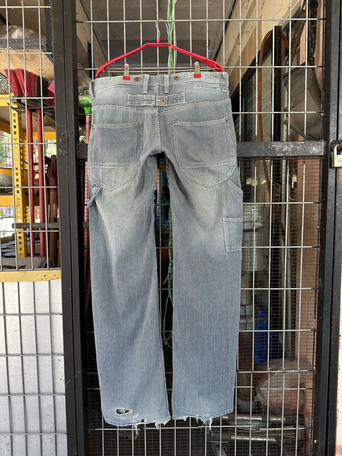 👹THRASHED United Work Baggy Blue Striped Jeans