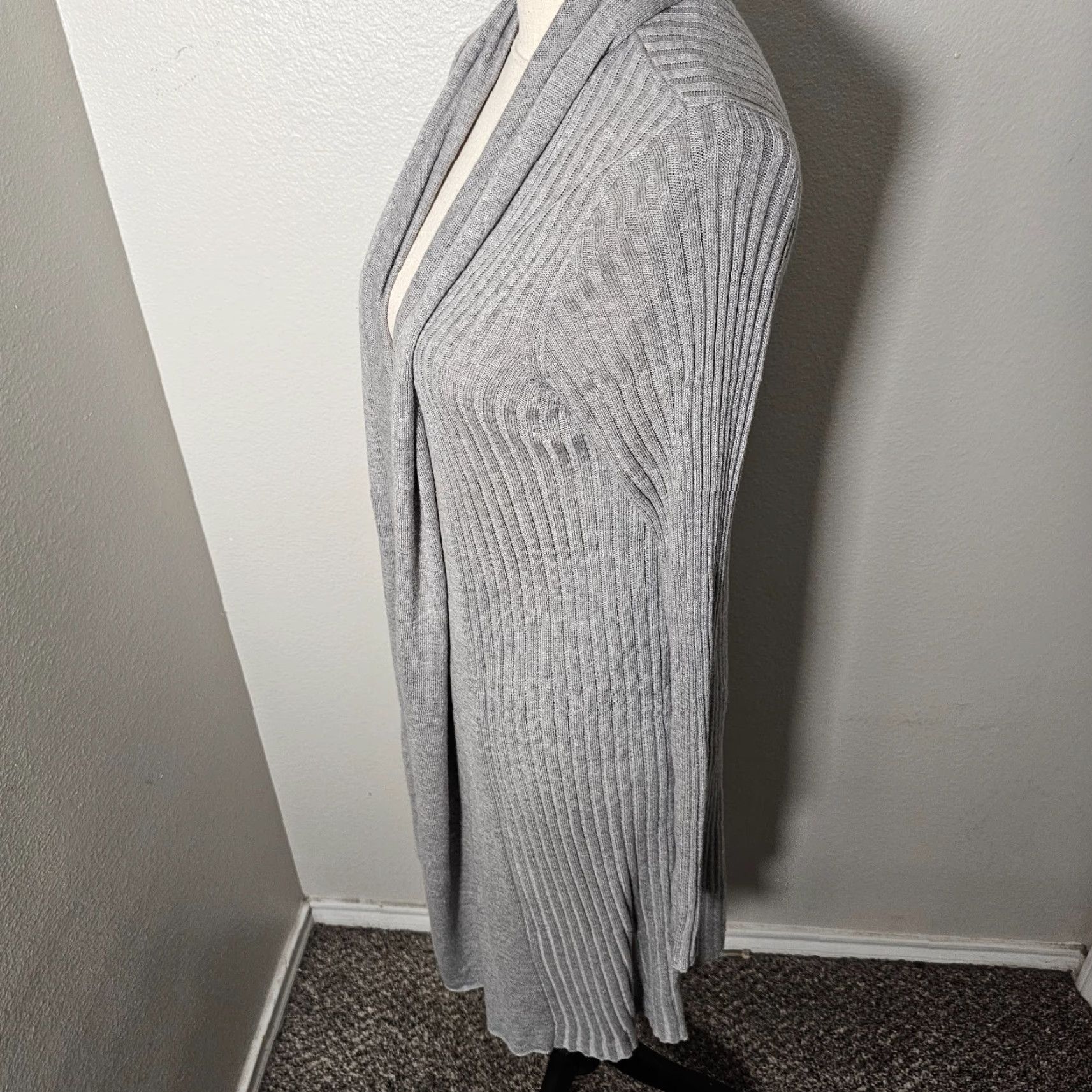 Vintage Joan Vass Cardigan Women Small Gray Cashmere Knit Open Front Draped Lagenlook All Seasons Womens Size S / US 4 / IT 40 - 2 Thumbnail