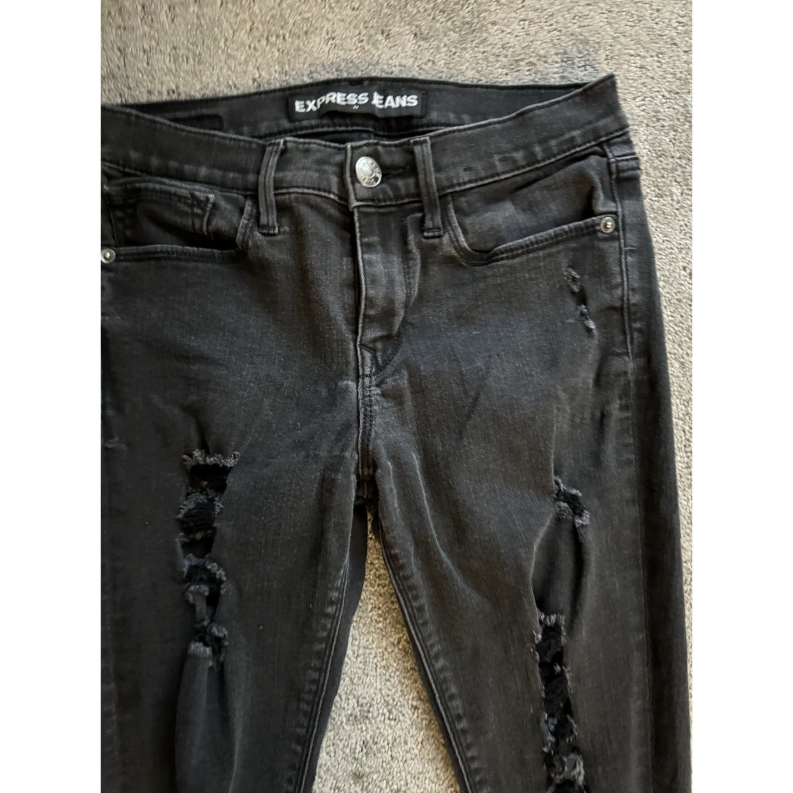 Express Express Jeans Womens Mid Rise Ankle Stretch Black Jeans Size 4 Regular Adult Slim 27in Inseam 5-Pocket Size 27" / US 4 / IT 40 - 2 Thumbnail