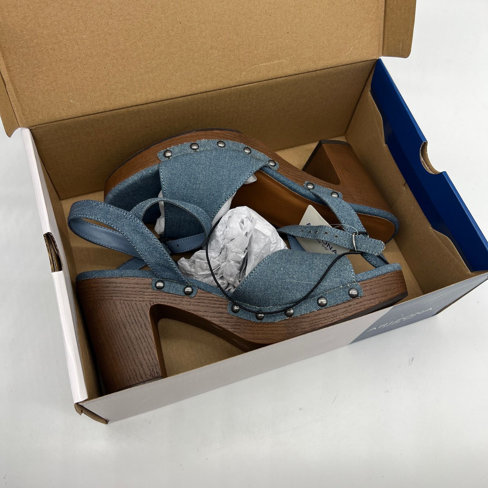 Other Arizona Jean Co Womens Heather Heeled Sandals Blue Deni Size US 9.5 / IT 39.5 - 12 Thumbnail