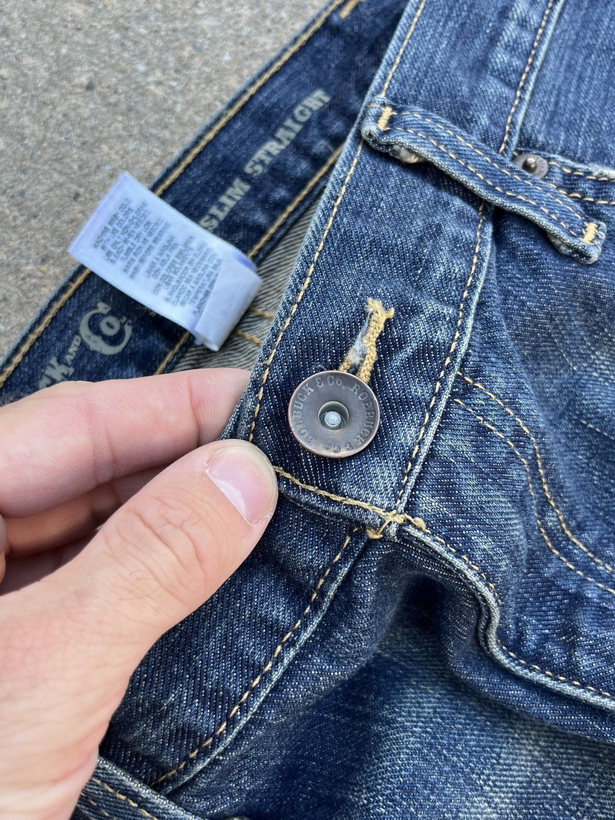JNCO × Japanese Brand Crazy Roebuck & Co. Wash Slim Straight Jeans Size US 36 / EU 52 - 4 Thumbnail