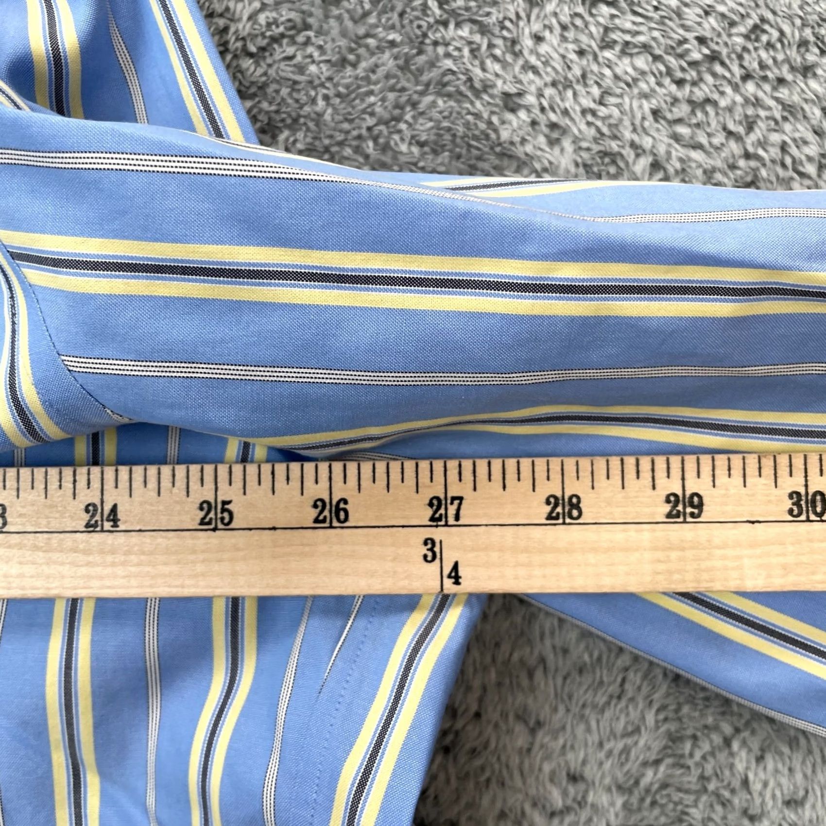 Lands' End VINTAGE Lands End Shirt Mens Large Blue No Iron Supima Pinpoint Dress Striped Size 46R - 8 Thumbnail