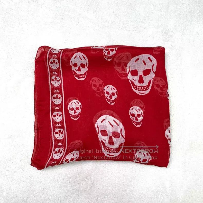 Alexander McQueen Alexander Mcqueen Red skull full of mulberry silk scarf Size ONE SIZE - 5 Thumbnail