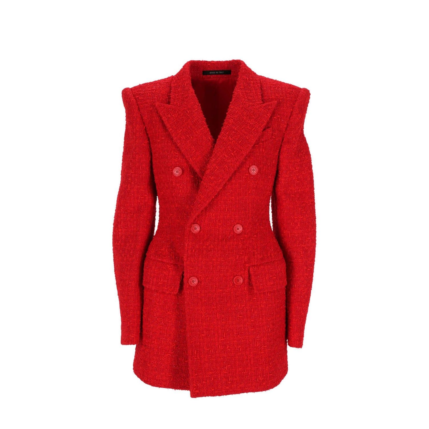 Balenciaga Balenciaga Tweed Hourglass Blazer Jacket in Red Size XS / US 0-2 / IT 36-38 - 1 Thumbnail