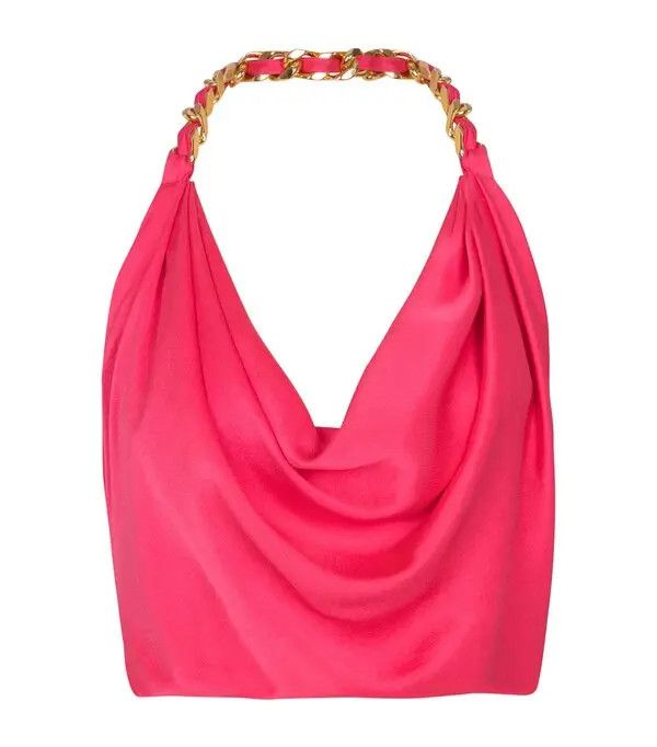 Balmain o1s1wg110526 Silk Draped Halterneck Top in Pink Size S / US 4 / IT 40 - 1 Thumbnail
