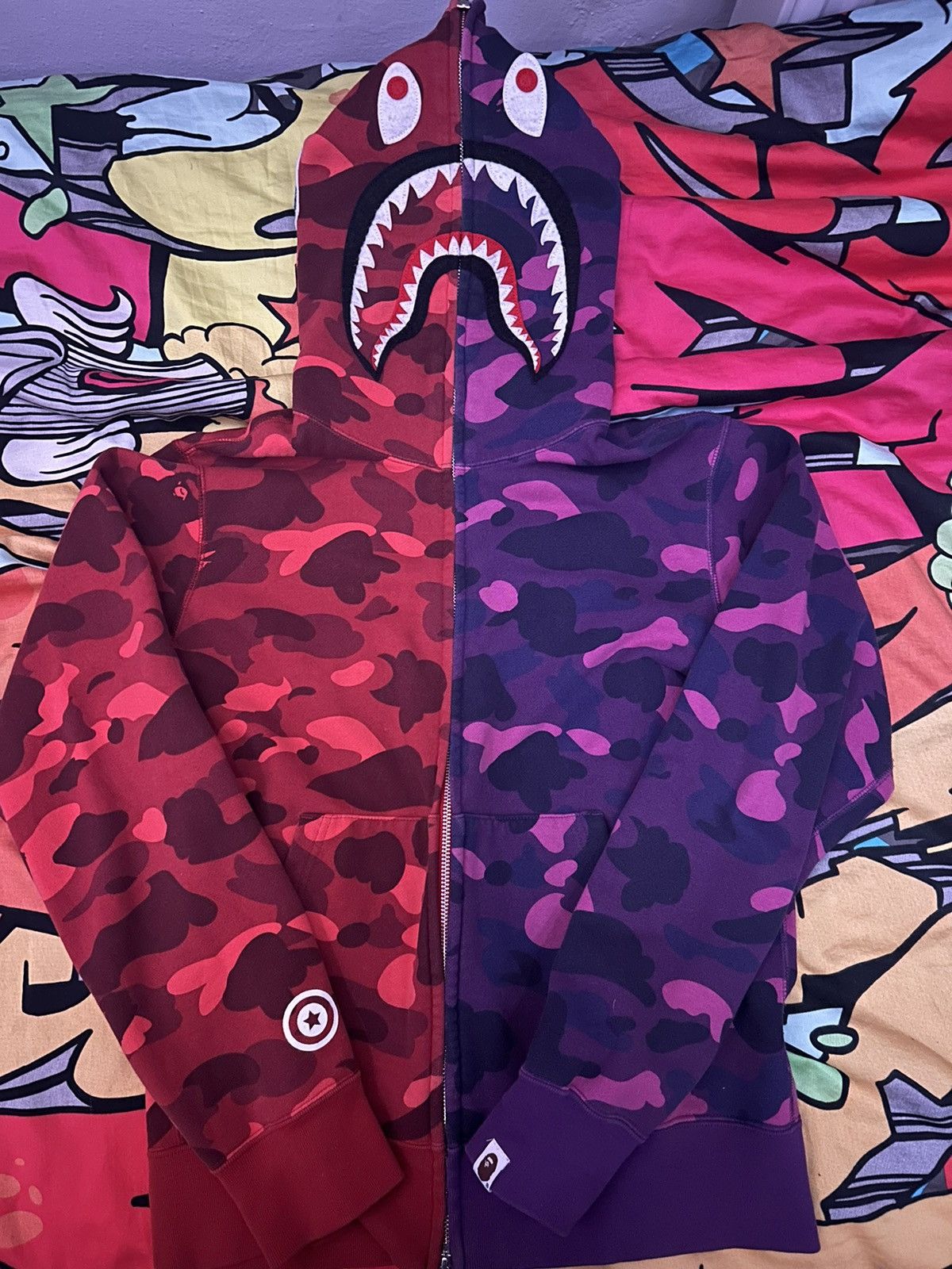 Bape Color Camo Shark Half Full Zip Hoodie Size US M / EU 48-50 / 2 - 1 Thumbnail
