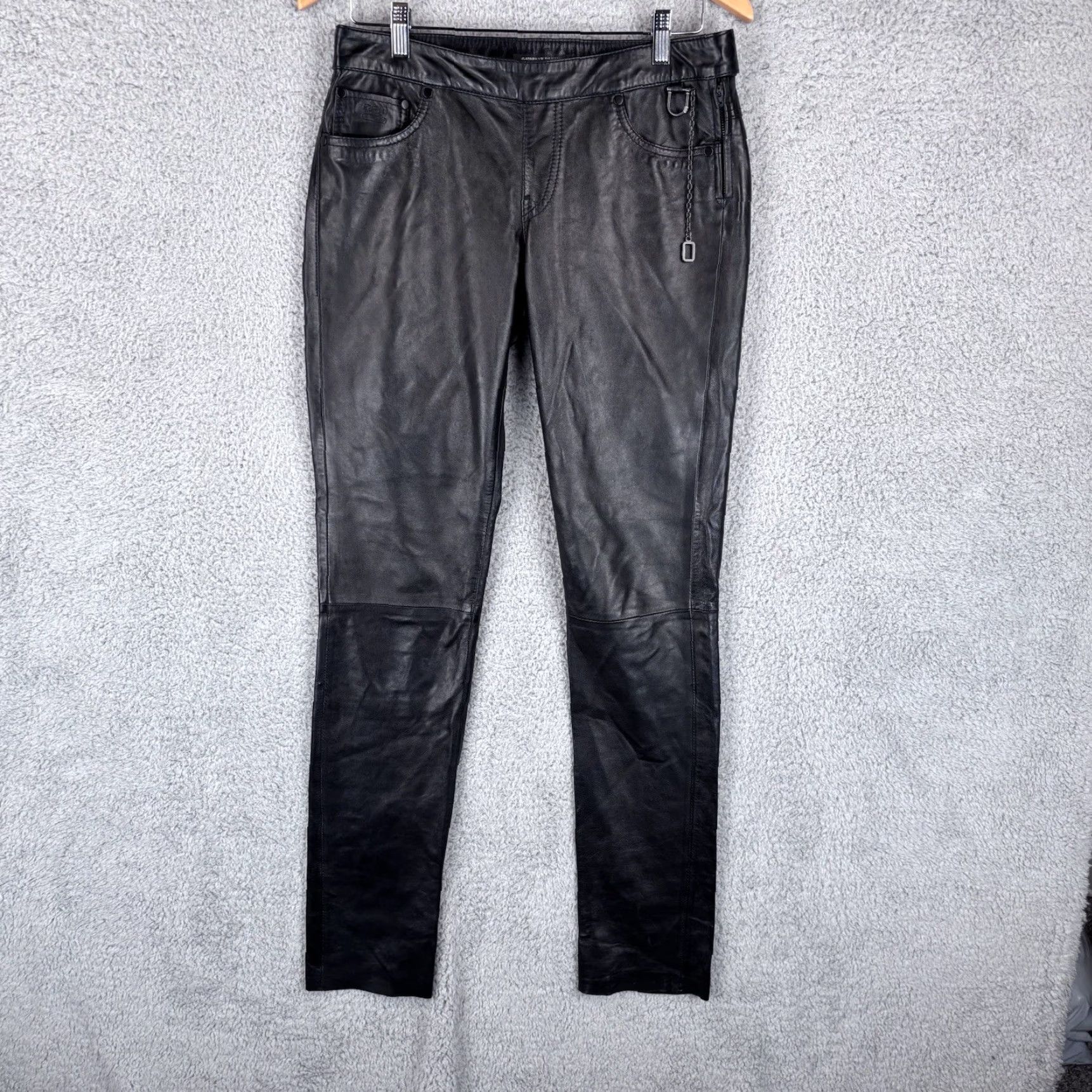 G-Star G-Star Leather Pants Women's 28x32 Black Side Zip Motorcycle Biker 3301 RAW Size 28" / US 6 / IT 42 - 2 Thumbnail