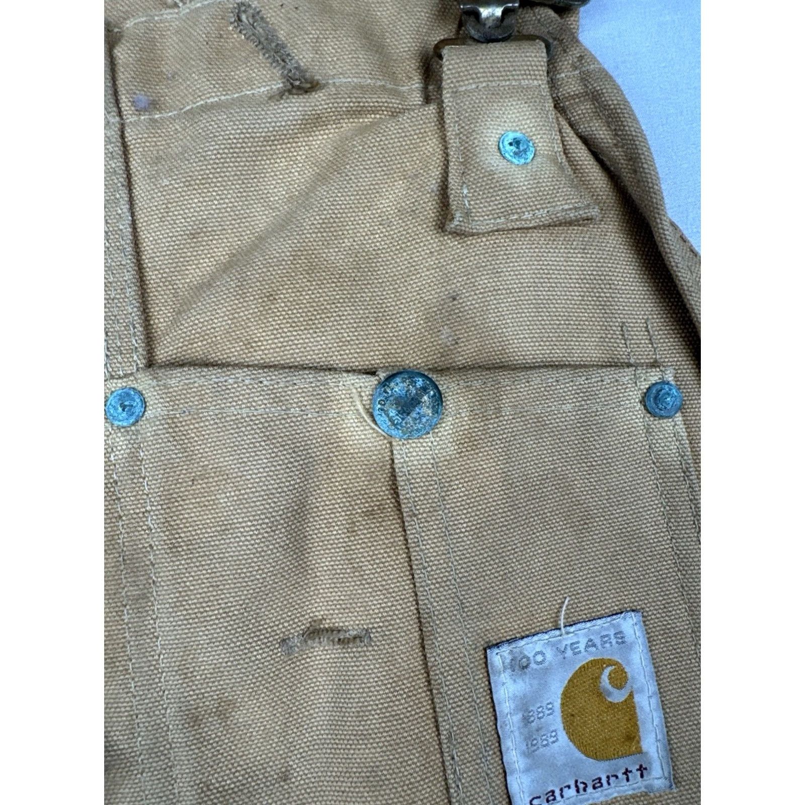 Carhartt VINTAGE Carhartt Overalls USA Made Union 100 Year Double Knee Distressed Brown Mens 42 Size US 42 / EU 58 - 6 Thumbnail