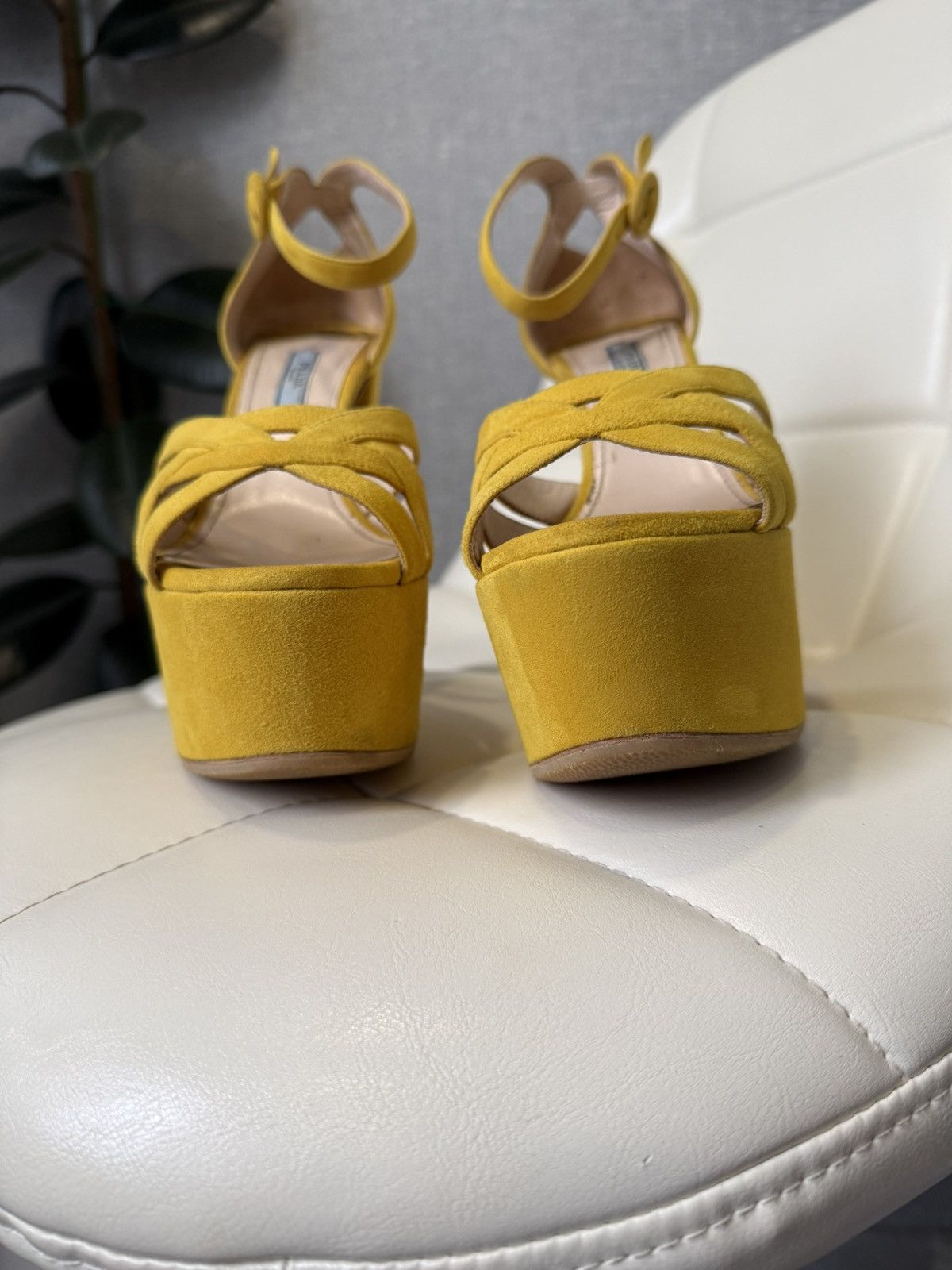 Prada Prada Yellow Suede Platform Sandals Block Heel Shoes Size 38 Size US 8 / IT 38 - 15 Thumbnail