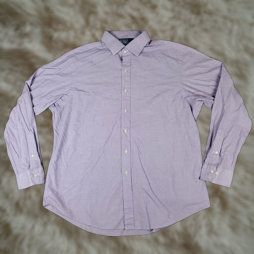 Ralph Lauren Ralph Lauren Shirt Dress Shirt Button Up Long Sleeve 18 Purple Cotton Solid Non-Iron Mens Size 48R - 1 Thumbnail
