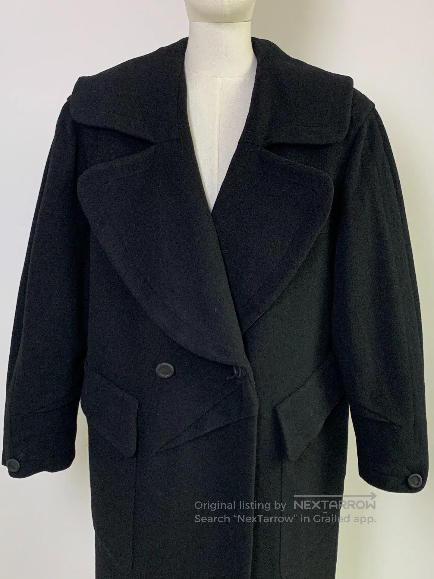 Thierry Mugler Thierry Mugler Black Cashmere Coat. Size M / US 6-8 / IT 42-44 - 3 Thumbnail