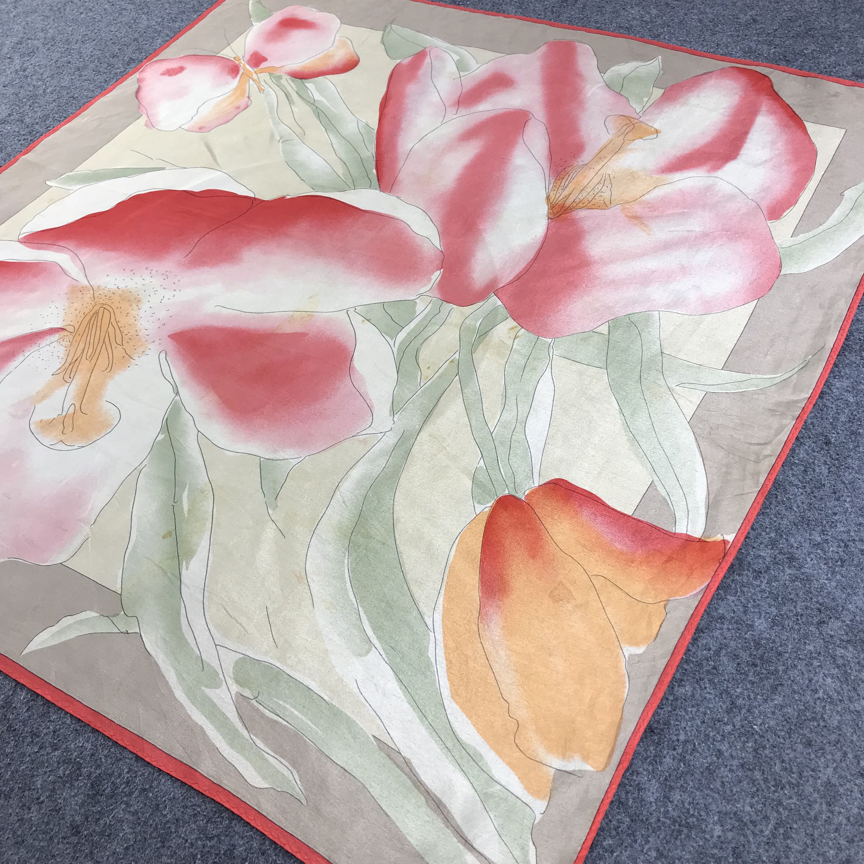 Japanese Brand Vintage Vana Floral Silk Scarf M114 Size ONE SIZE - 4 Thumbnail