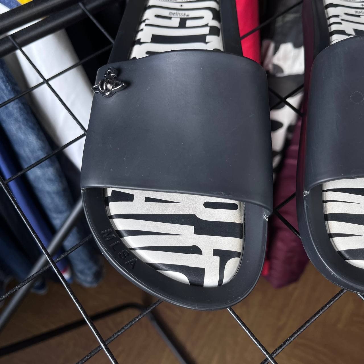 Melissa × Vivienne Westwood Vivienne Westwood Anglomania x Melissa Black Slides Sandals Size US 8 / IT 38 - 3 Thumbnail