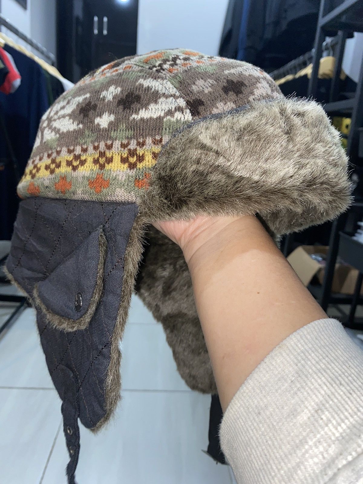 Vintage Japanese Ushanka Fuzzy Mohair Y2k Winter Cold Wind Navajo Size ONE SIZE - 2 Thumbnail