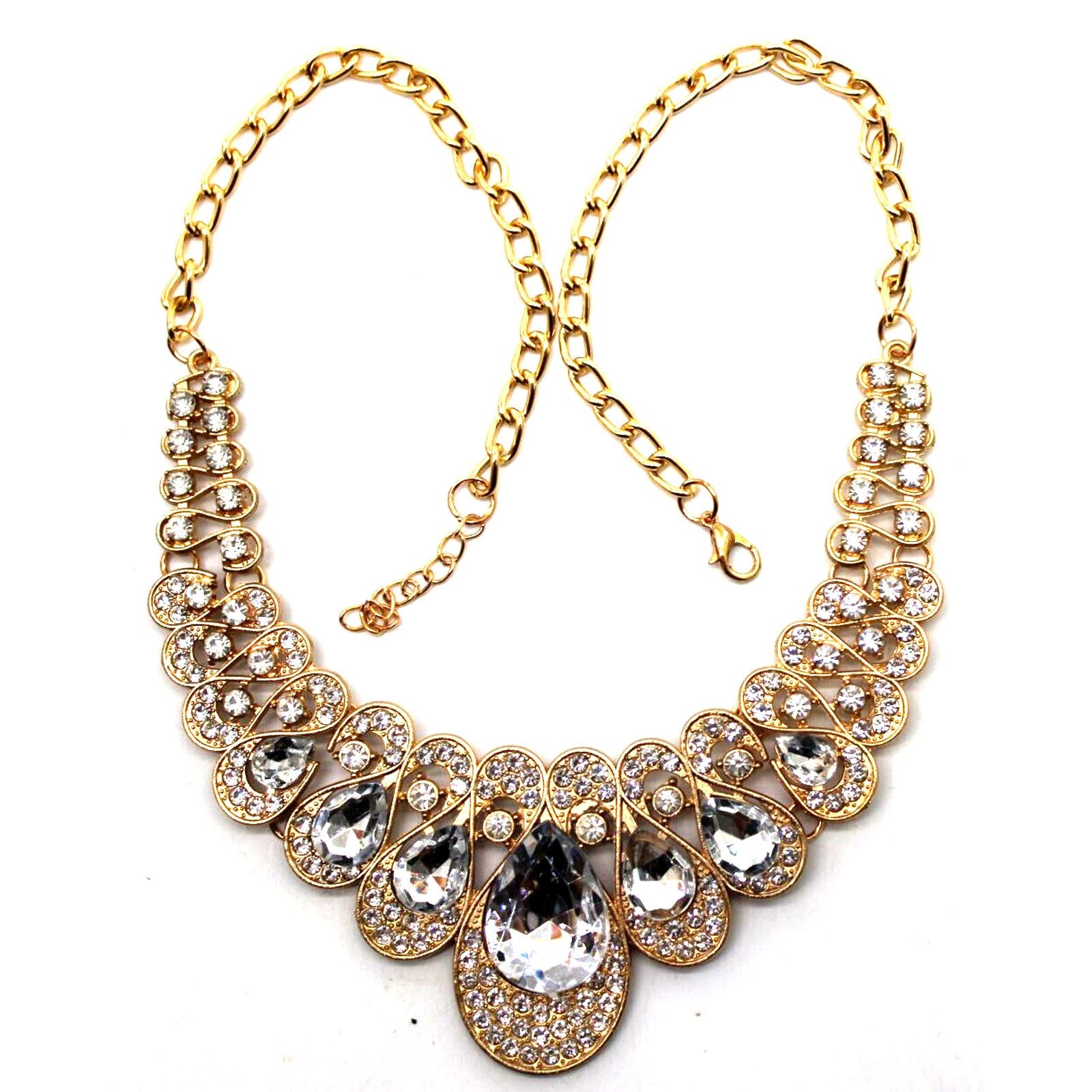 Other Clear Rhinestone Studded Statement Necklace & Earring Set Size ONE SIZE - 2 Thumbnail