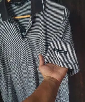 Burberry Vintage Burberry Micro Stripe Polo Shirt Black Collar Size US L / EU 52-54 / 3 - 6 Thumbnail