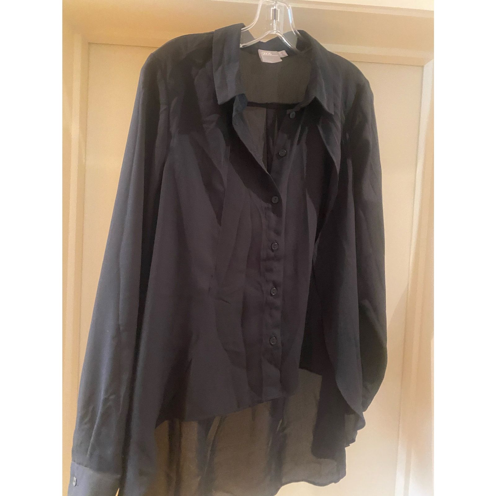 Asos ASOS Dip Hem Long Sleeve Black Blouse Size M / US 6-8 / IT 42-44 - 7 Thumbnail
