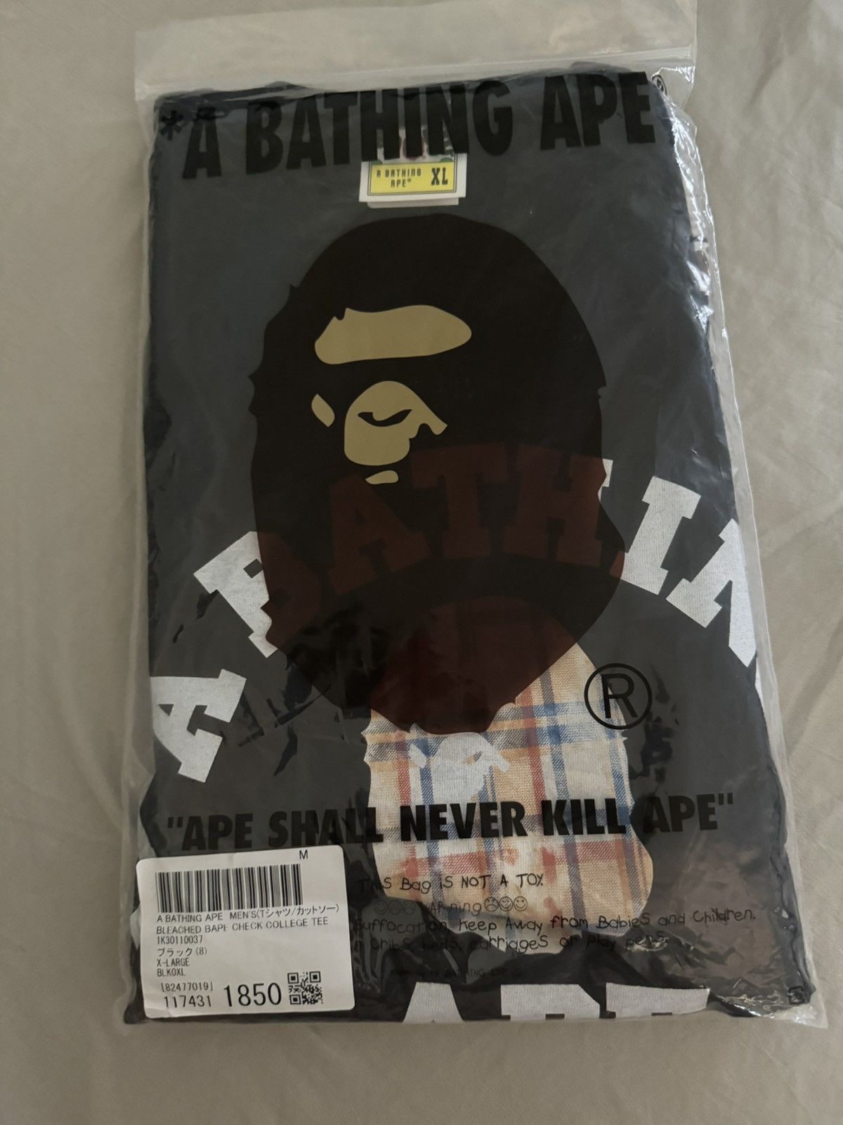Bape BAPE Check College Tee 'Black Size US XL / EU 56 / 4 - 2 Thumbnail