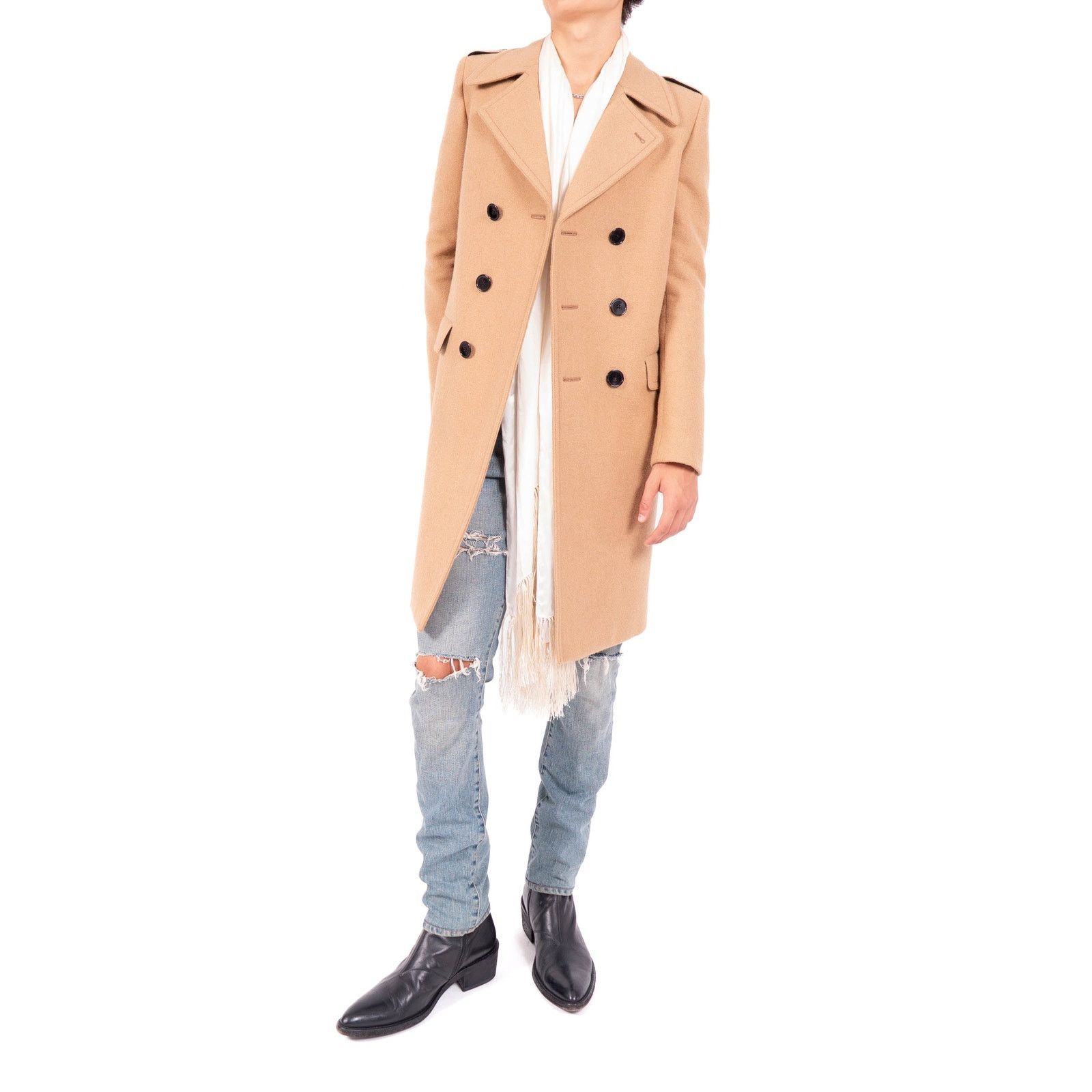 Saint Laurent Paris FW16 Double Breasted Coat in Camel Wool Size US XS / EU 42 / 0 - 2 Thumbnail
