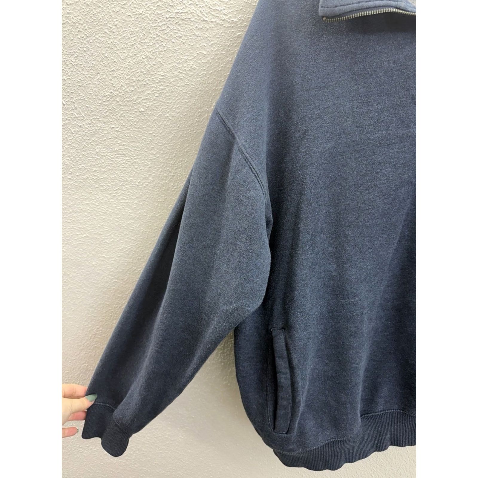 Vintage Quiet Storm Womens Sweatshirt Pullover Size XXL Navy Blue Logo 1/4 Zip Casual Activewear Long Sleeve Knit Pullover Mens Womens Girls Size XXL / US 16-18 / IT 52-54 - 4 Thumbnail