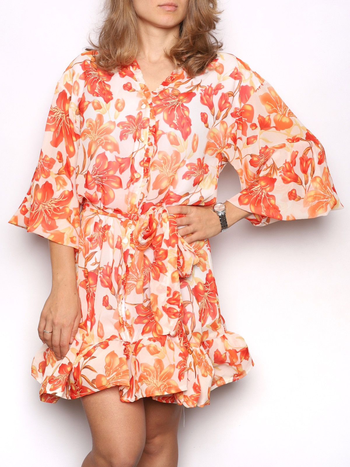 Zimmermann Zimmermann Silk Dress Denisse White Orange Flowers Printed Size XS / US 0-2 / IT 36-38 - 2 Thumbnail