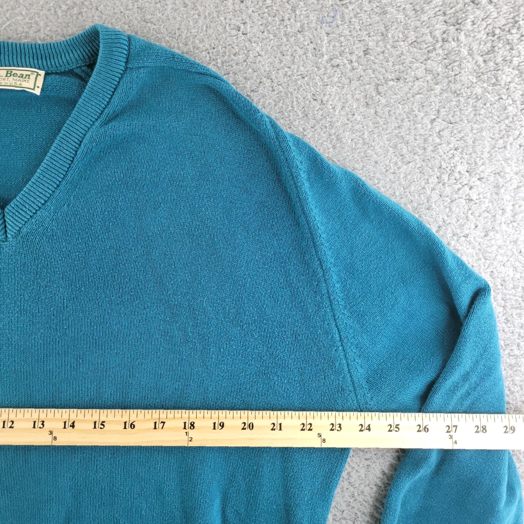 Vintage VINTAGE L.L. Bean Sweater Pullover V-Neck Mens XL Blue Green USA Solid Knit Size US XL / EU 56 / 4 - 4 Thumbnail