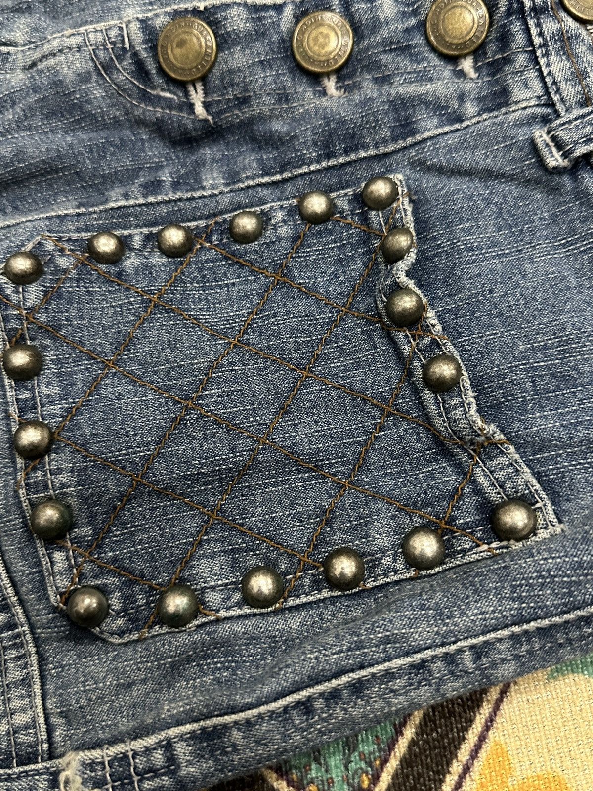 Seditionaries Penty Punk Reconstructed Studded Flare Denim Pant Size US 27 - 16 Thumbnail