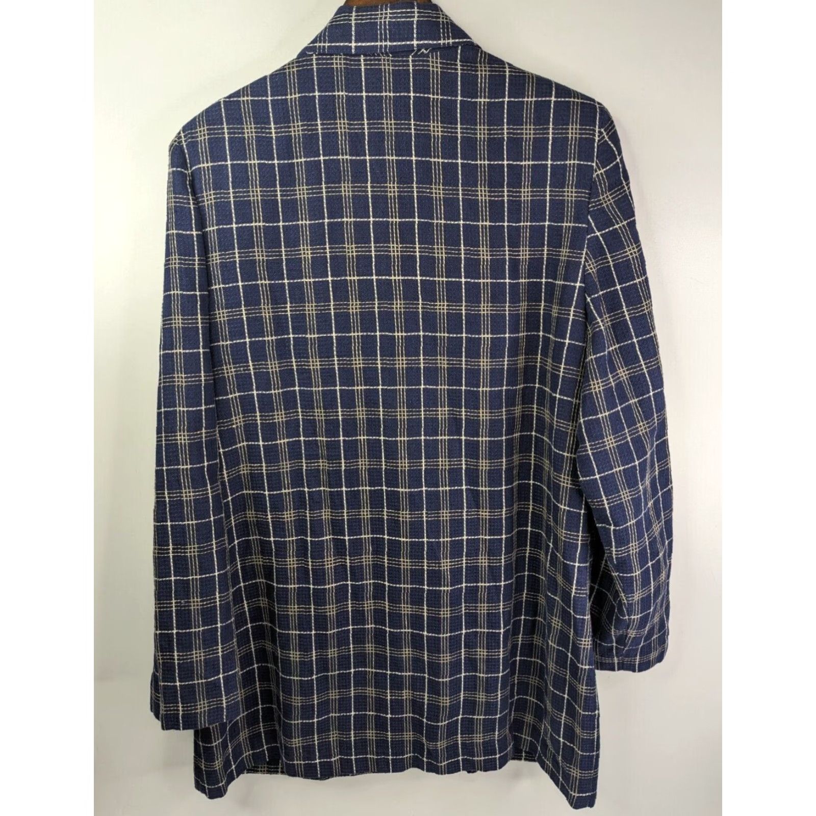 Vintage VINTAGE Bentley Blazer Light Weight Linen Jacket Plaid Blue Size Large one Button Ladies Blue Plaid Blazer Women L Jacket Linen Blazer Size L / US 10 / IT 46 - 3 Thumbnail