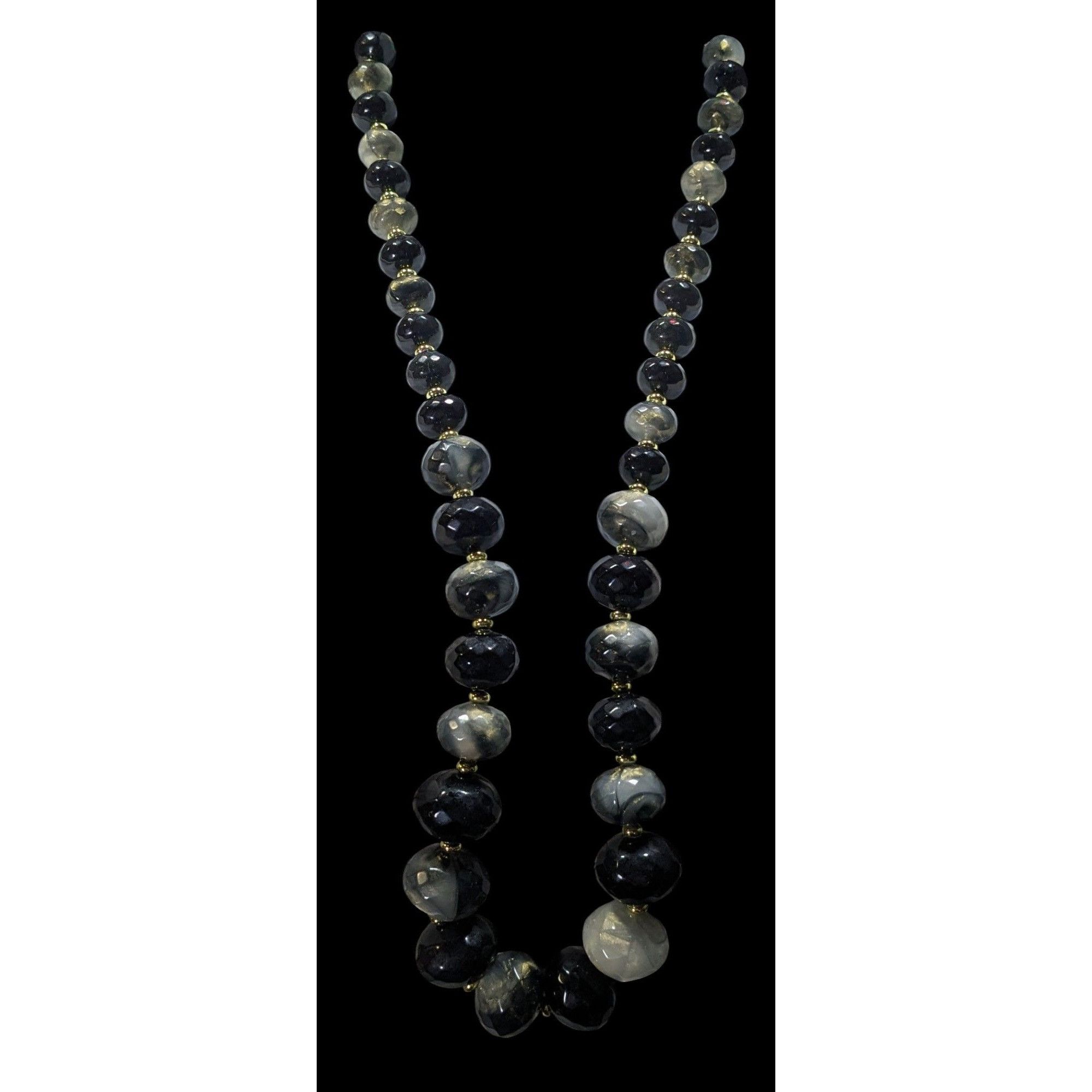 Other Whimsical Black And Grey Acrylic Beaded Necklace With Gold T Size ONE SIZE - 3 Thumbnail