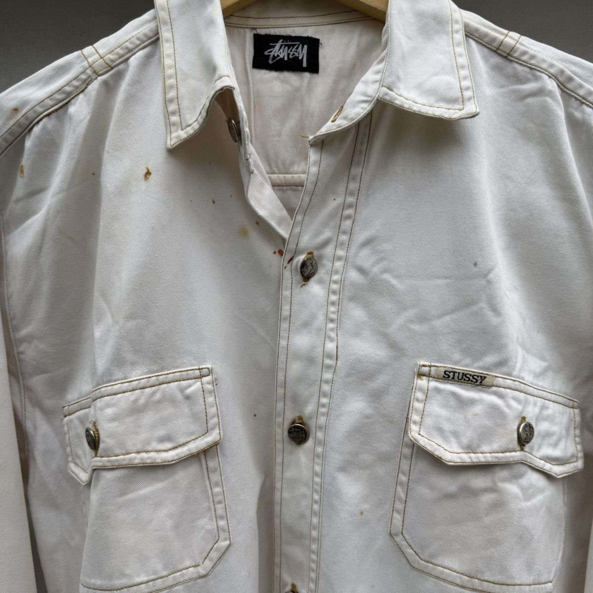 Stussy Vintage 80s Stussy Workwear Shirt Size US L / EU 52-54 / 3 - 3 Thumbnail