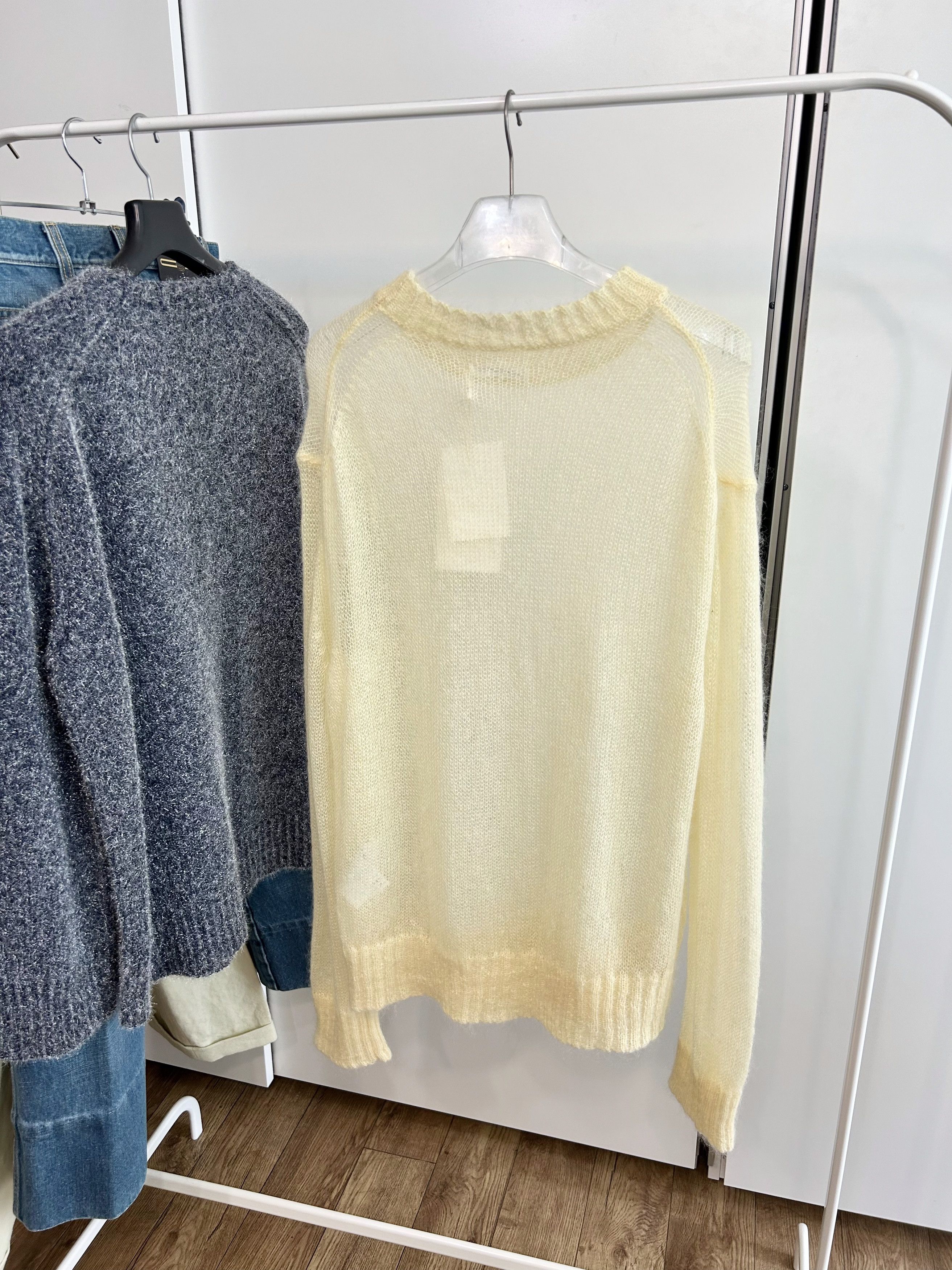 Jil Sander JIL SANDER Butter Yellow Sheer Knit Size US L / EU 52-54 / 3 - 5 Thumbnail