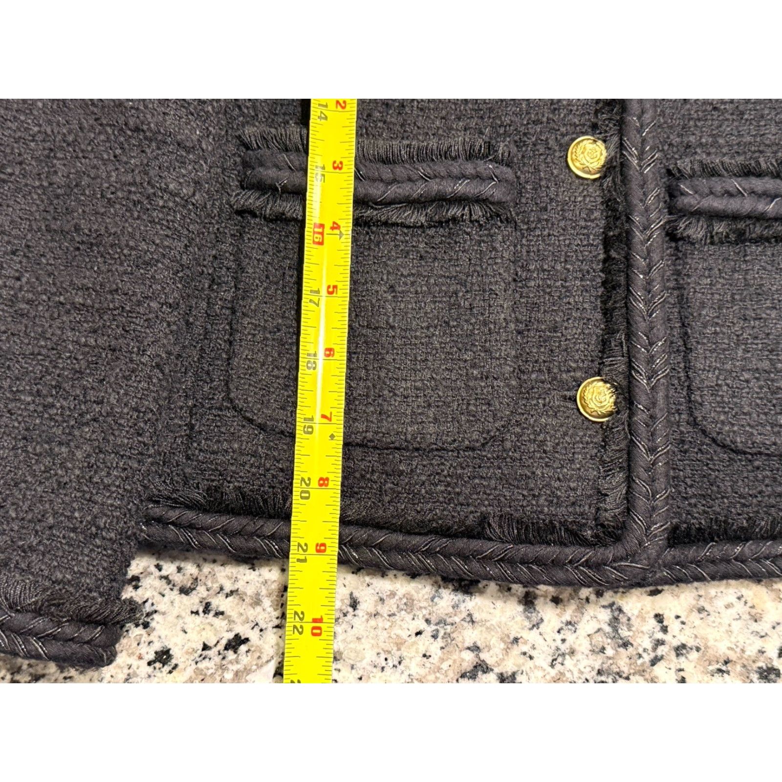 J.Crew J.CREW Jacket Wool Tweed Black Gold Buttons Cropped 00 Women Front Pockets interior Pocket EUC F9995 Size XXS / US 00 / IT 34 - 6 Thumbnail