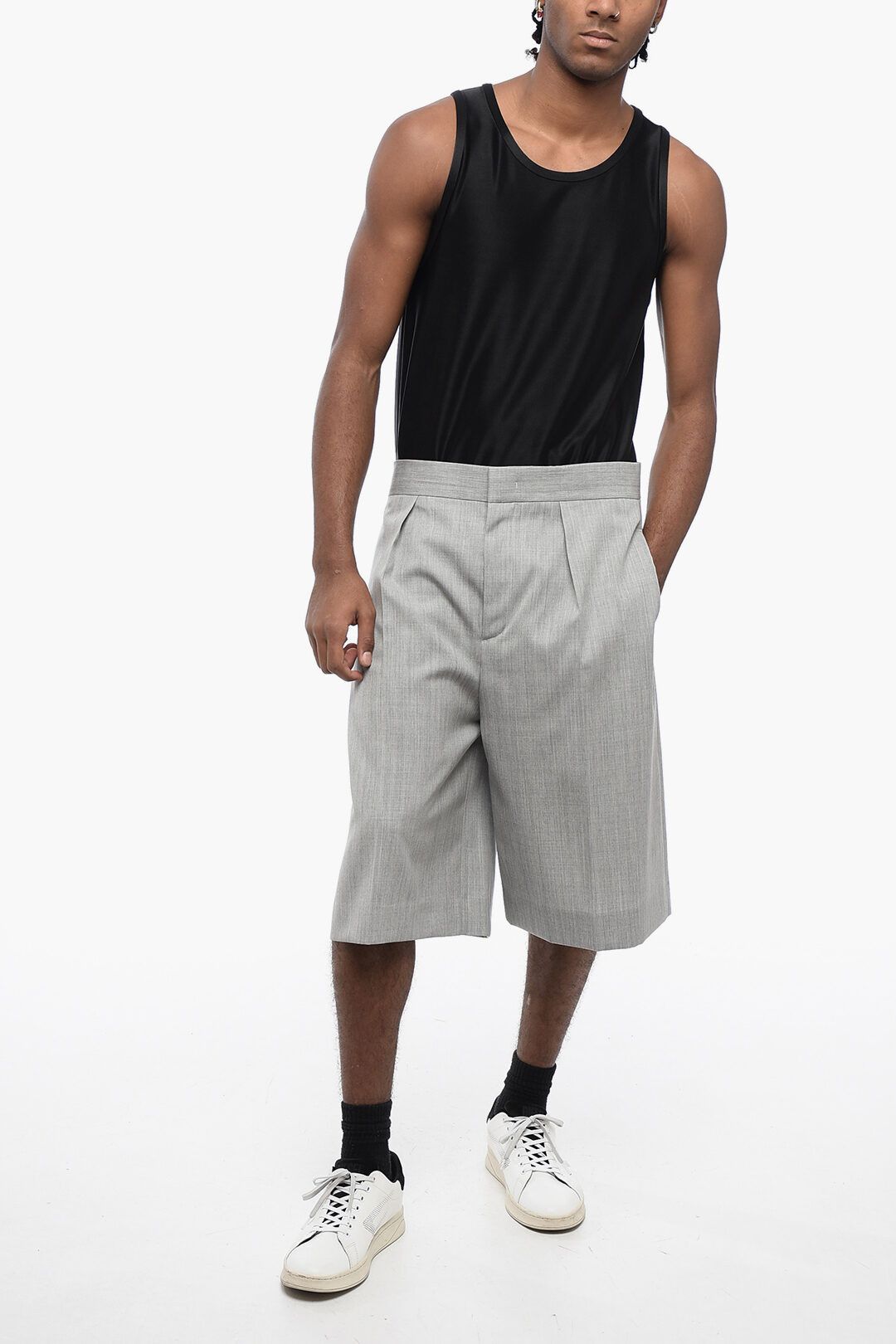 Jil Sander og1mm0625 Single-pleated Wool Short in Grey Size US 30 / EU 46 - 4 Thumbnail