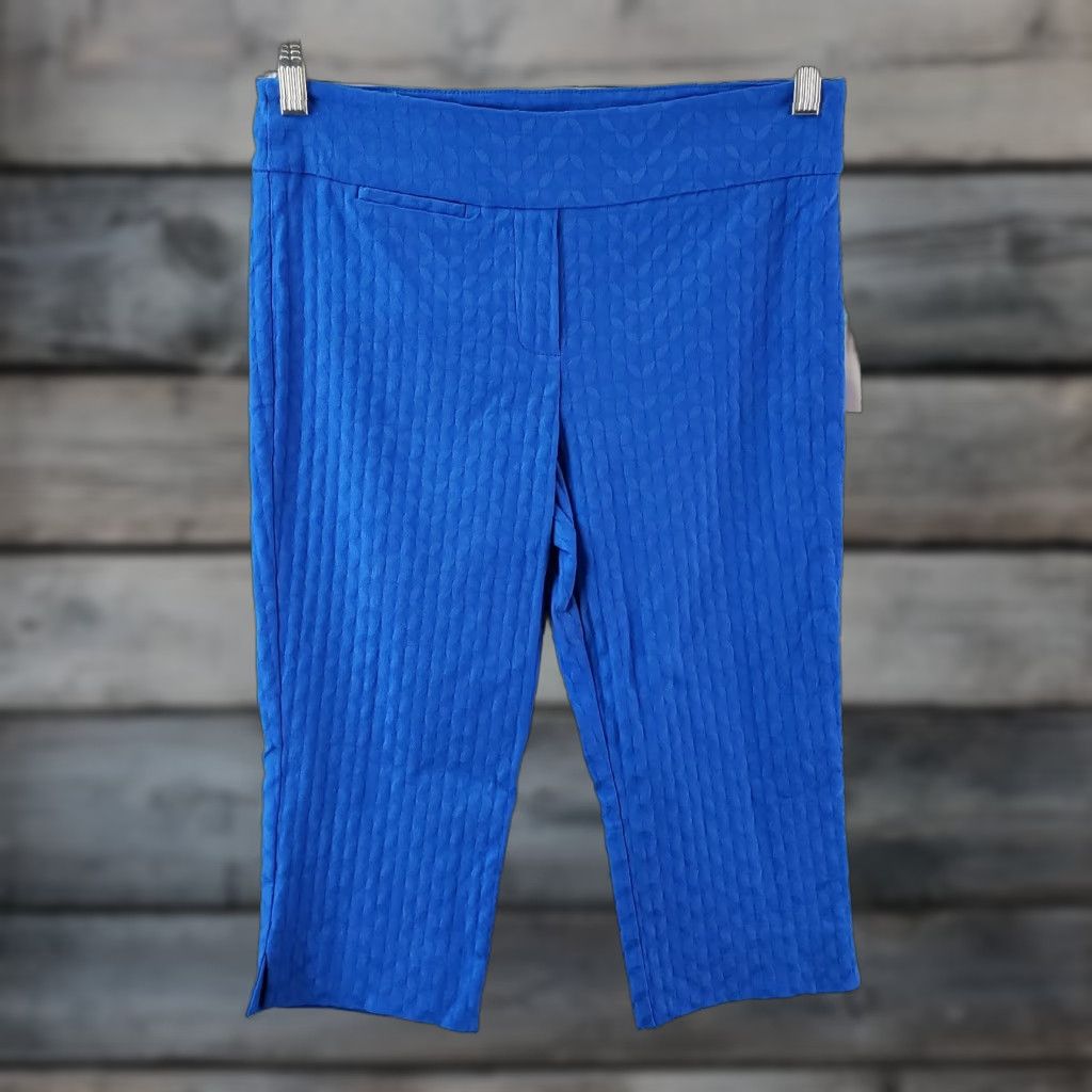 Vintage Margaret M Womens Capri Pants Sz M Blue Mid Rise Pull On Flat Front Inseam 18 Pants Women Size 32" / US 10 / IT 46 - 1 Thumbnail