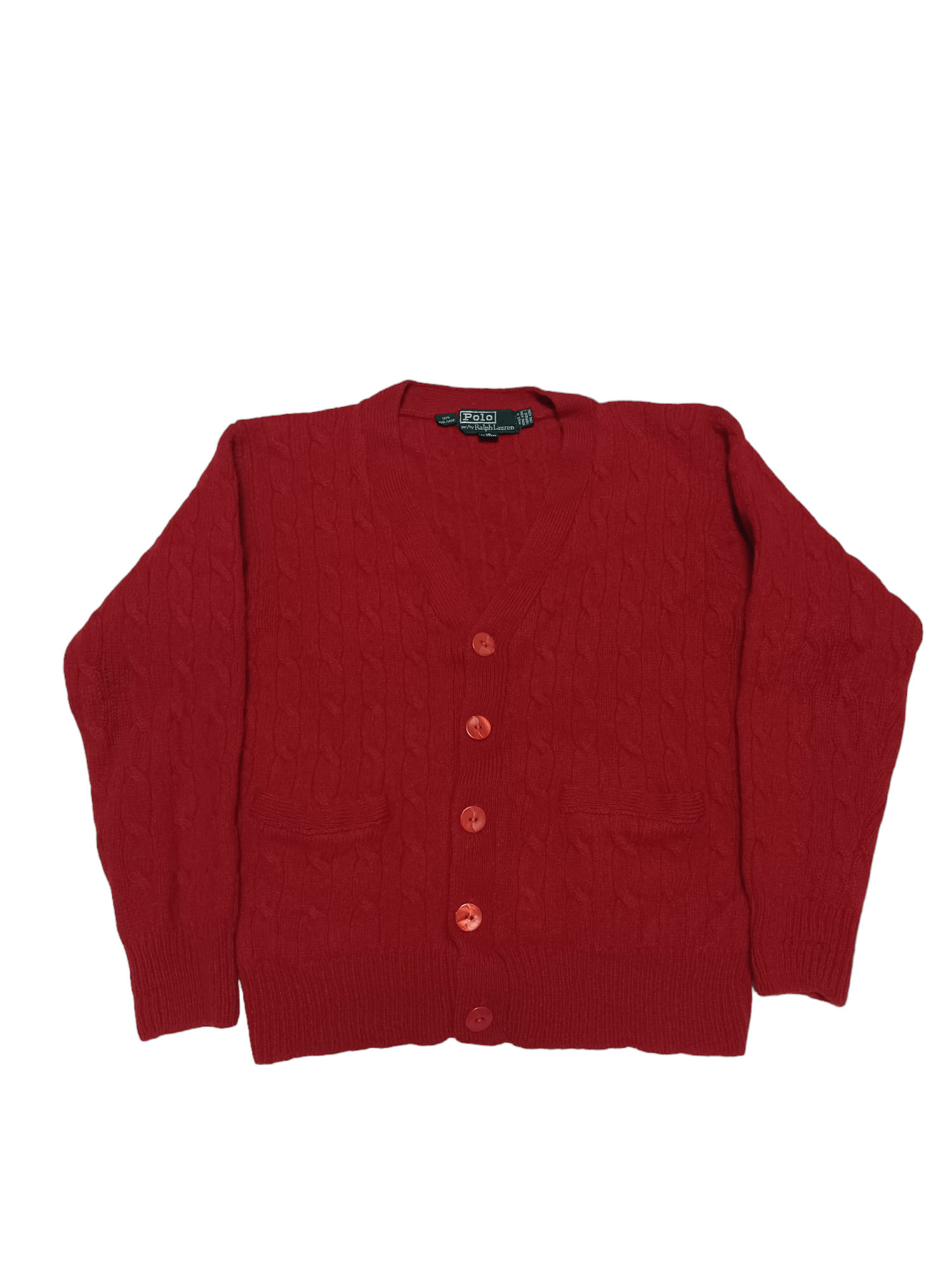 Pre-owned Cardigan X Polo Ralph Lauren Polo Ralph Laurent 100% Wool Vintage 90's Cardigan In Red