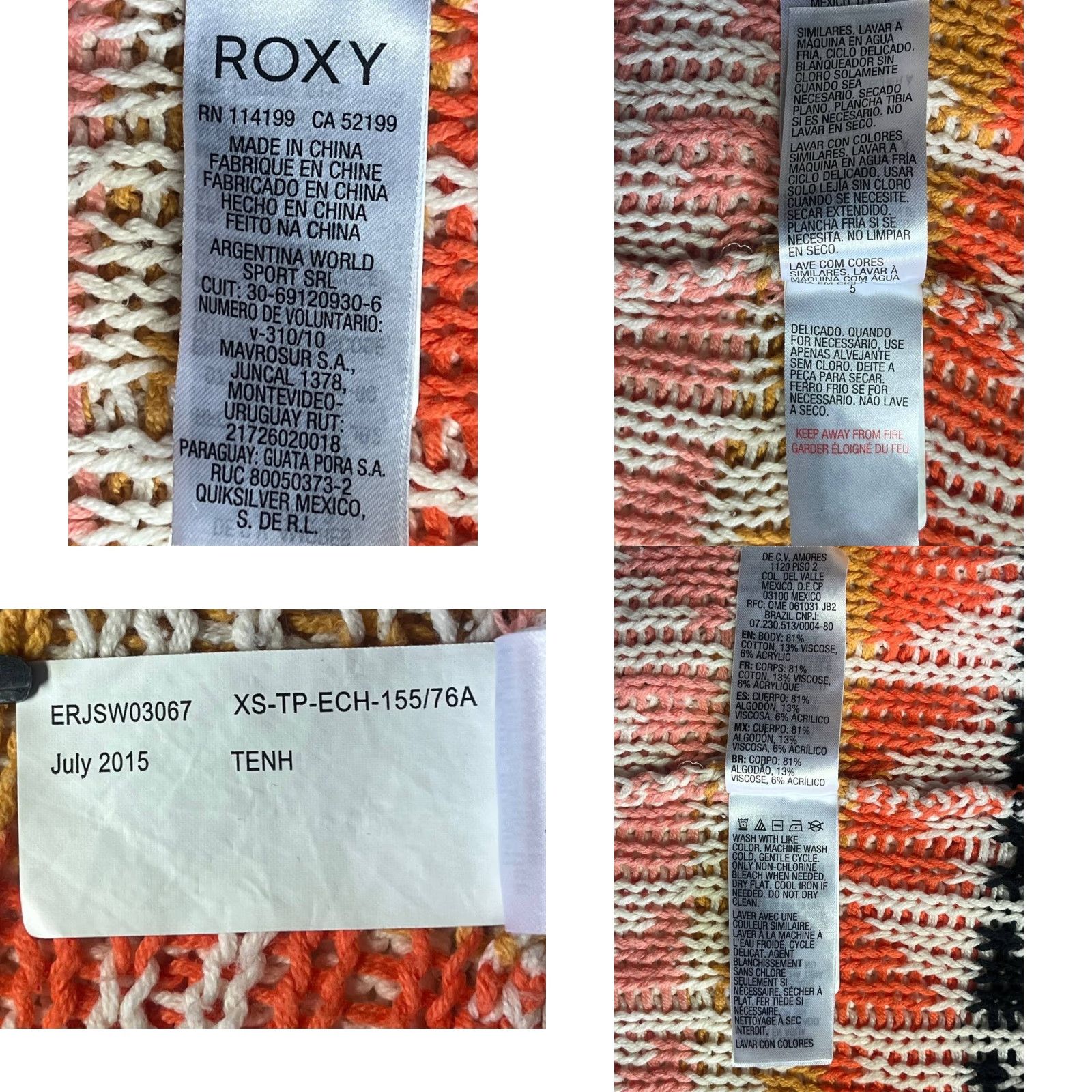 Vintage Roxy Cardigan Womens XS Beige Open Knit Boho Hippie Winter Size XS / US 0-2 / IT 36-38 - 8 Thumbnail