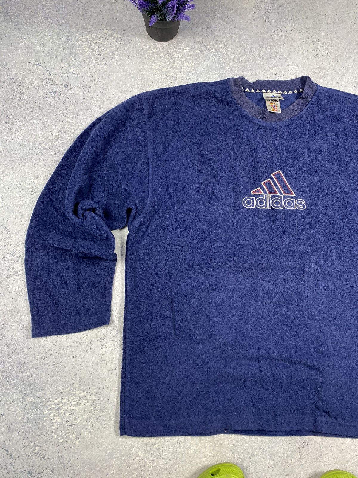 Adidas × Vintage Vintage Adidas Fleece Sweatshirt With Big Logo Oversized L Size US L / EU 52-54 / 3 - 4 Thumbnail