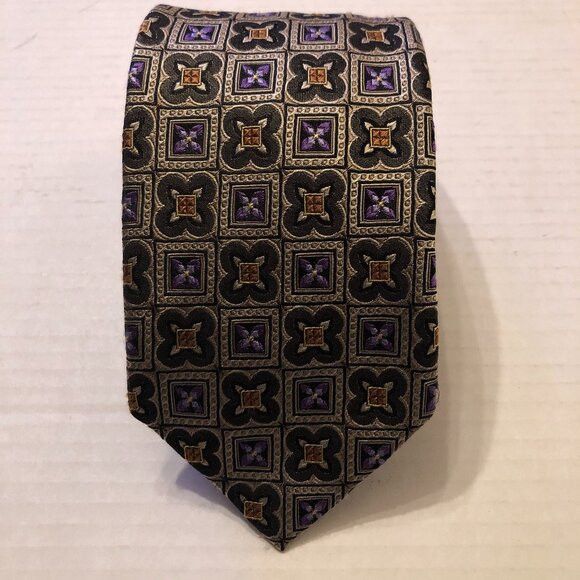 Other JZ Richards men's new brown 100%silk tie 3 1/2" X 61" Size ONE SIZE - 1 Thumbnail