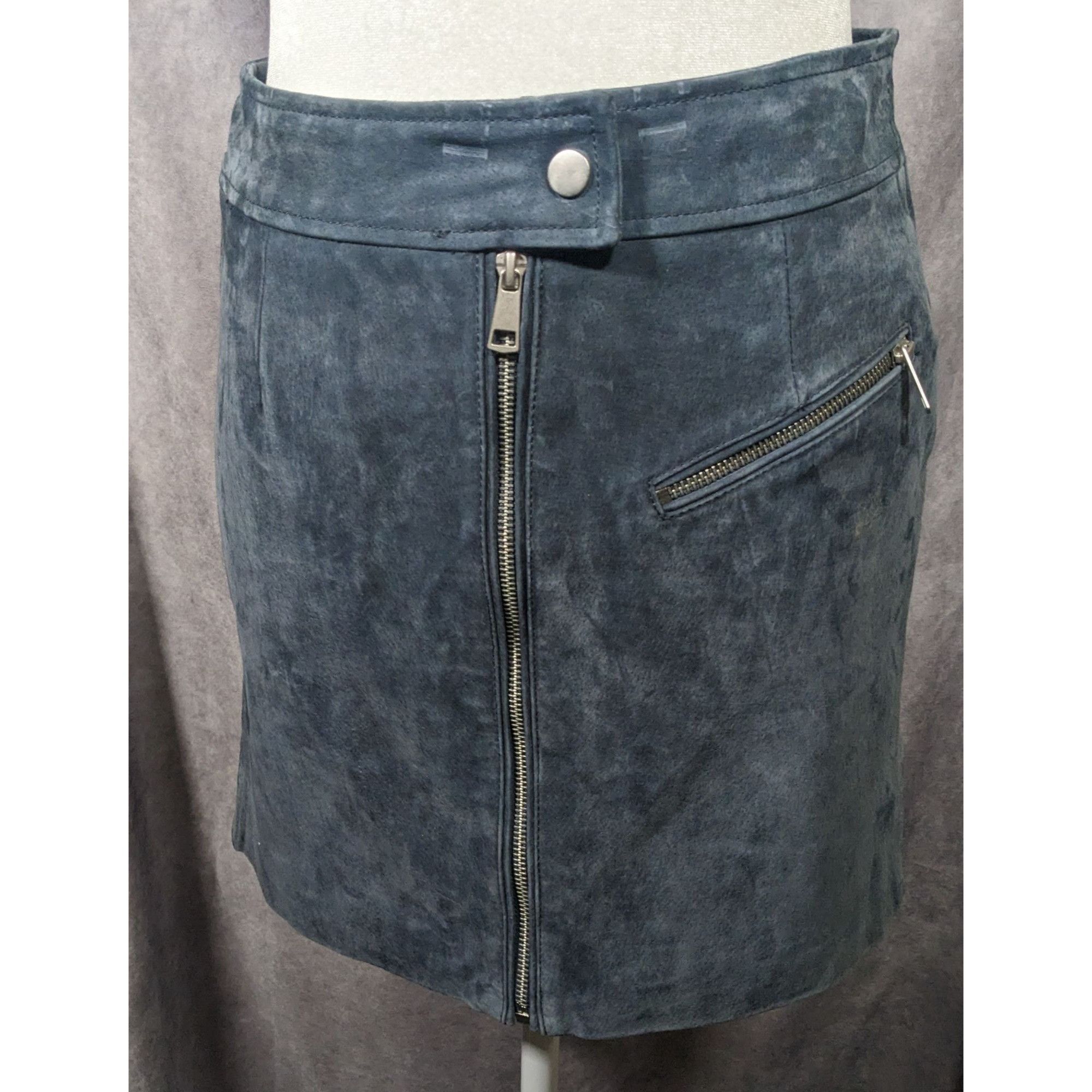 Other Bagatelle NYC Blue/Grey Suede Full Zip Mini Skirt Size Small Size 28" / US 6 / IT 42 - 9 Thumbnail