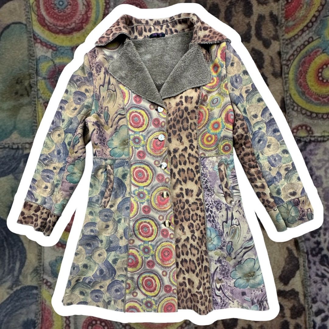 Vintage Vintage Faux Suede Coat With Leopard Art Size 10 Boho Hippe Size L / US 10 / IT 46 - 1 Thumbnail