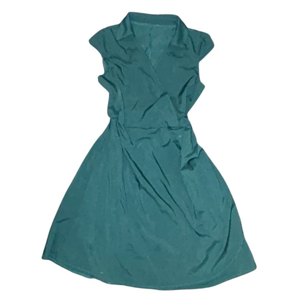 Other Teal Sleeveless Dress Collar Stretch Sinch Wrap Waist Med Size M / US 6-8 / IT 42-44 - 3 Thumbnail