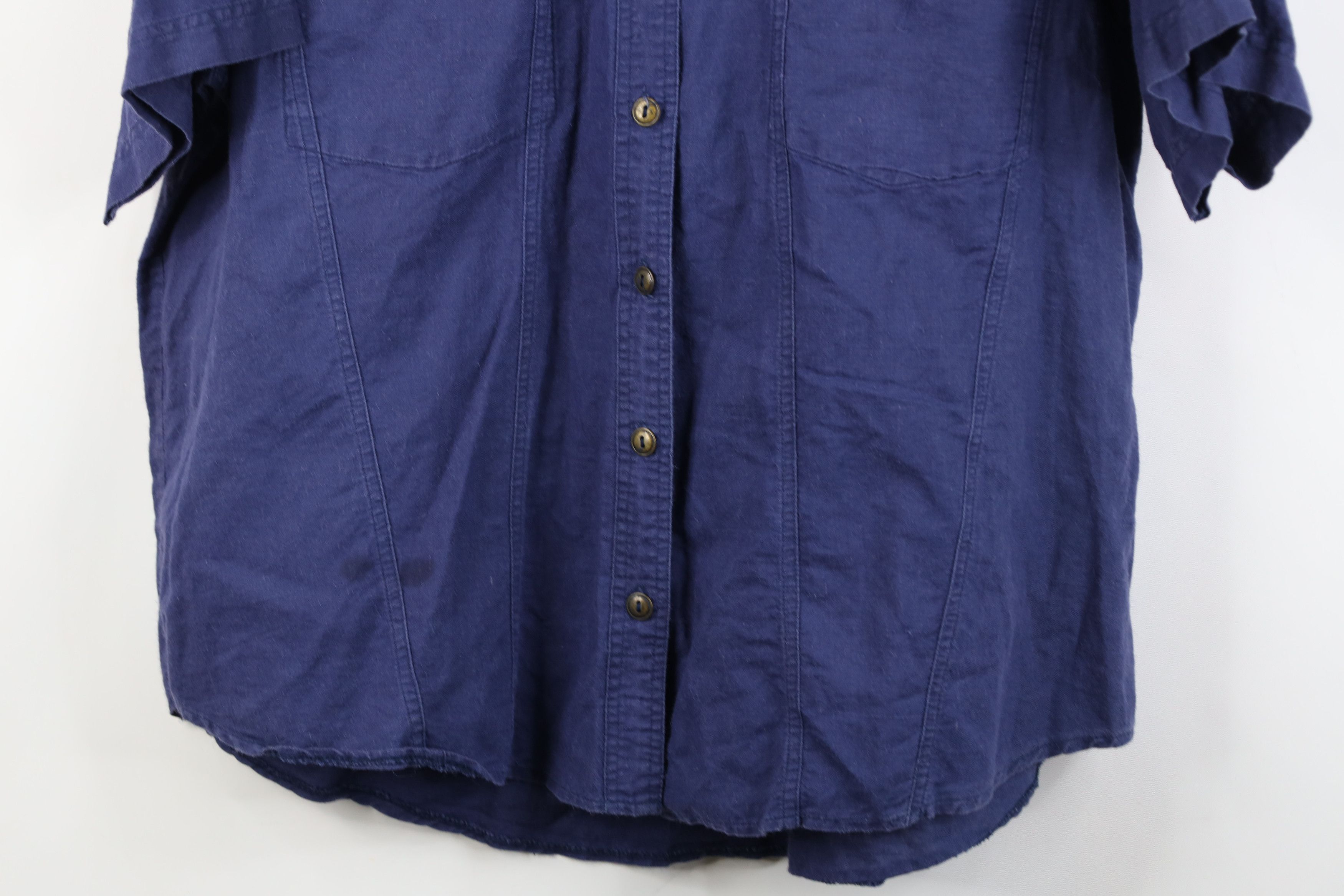 Vintage Vintage 90s Streetwear Baggy Short Sleeve Button Shirt Blue Size XXL / US 16-18 / IT 52-54 - 3 Thumbnail
