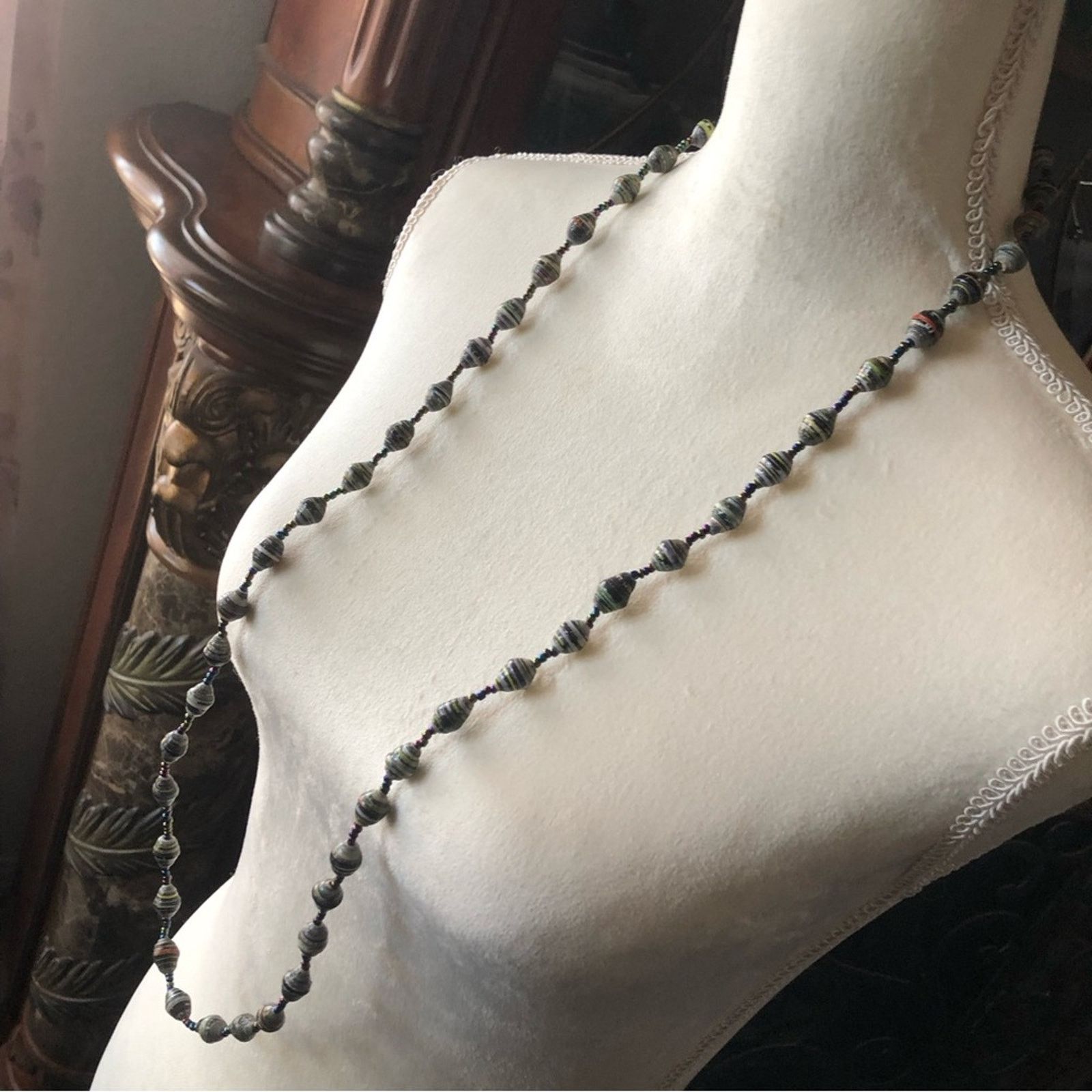 Handmade Handmade paper bead long length necklace Size ONE SIZE - 4 Thumbnail