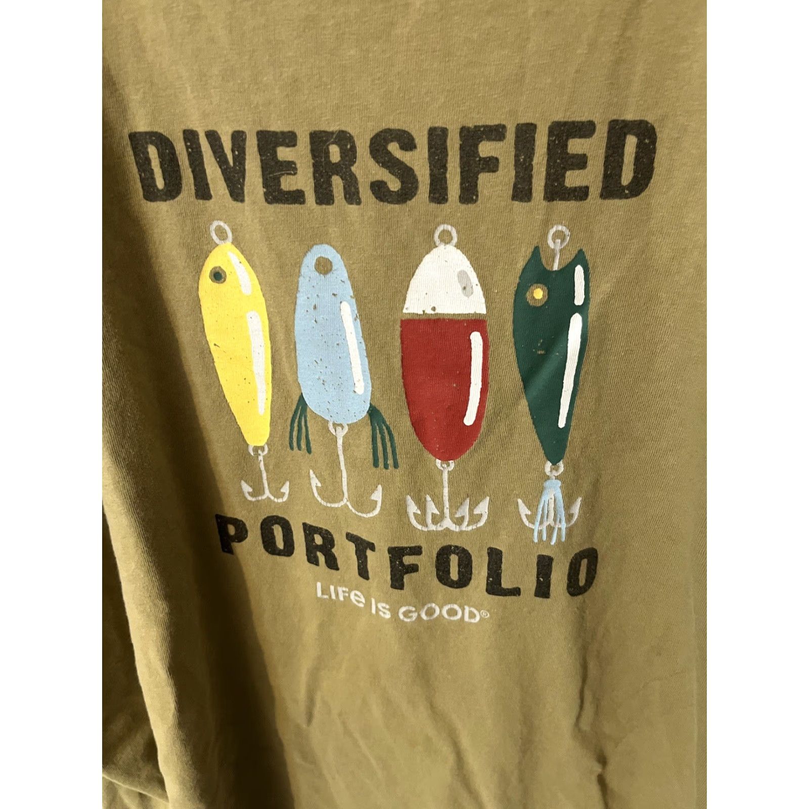 Life is Good LIFE IS GOOD Men T-Shirt Brown 3XL Crusher Diversified Portfolio Fishing Lures Tee Size US XXL / EU 58 / 5 - 4 Thumbnail