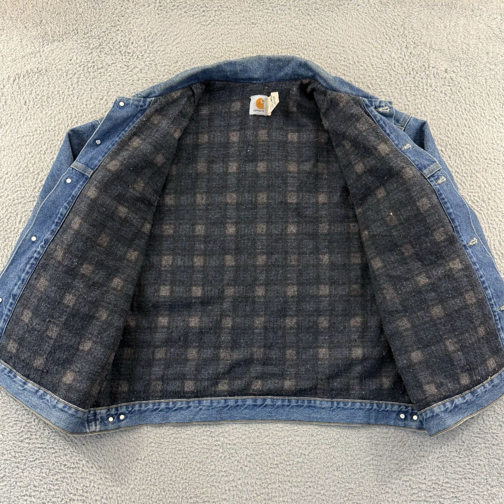 Carhartt VINTAGE Carhartt Denim Trucker Jacket Mens 2XL Blue JB0998 Lined 90s Size US XXL / EU 58 / 5 - 7 Thumbnail
