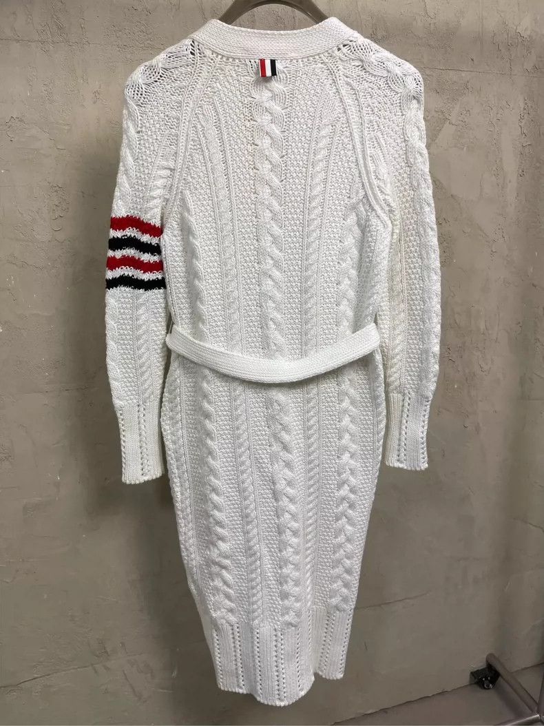 Thom Browne Thom Browne size40 White knitted long open sweater Size US XXS / EU 40 - 3 Thumbnail