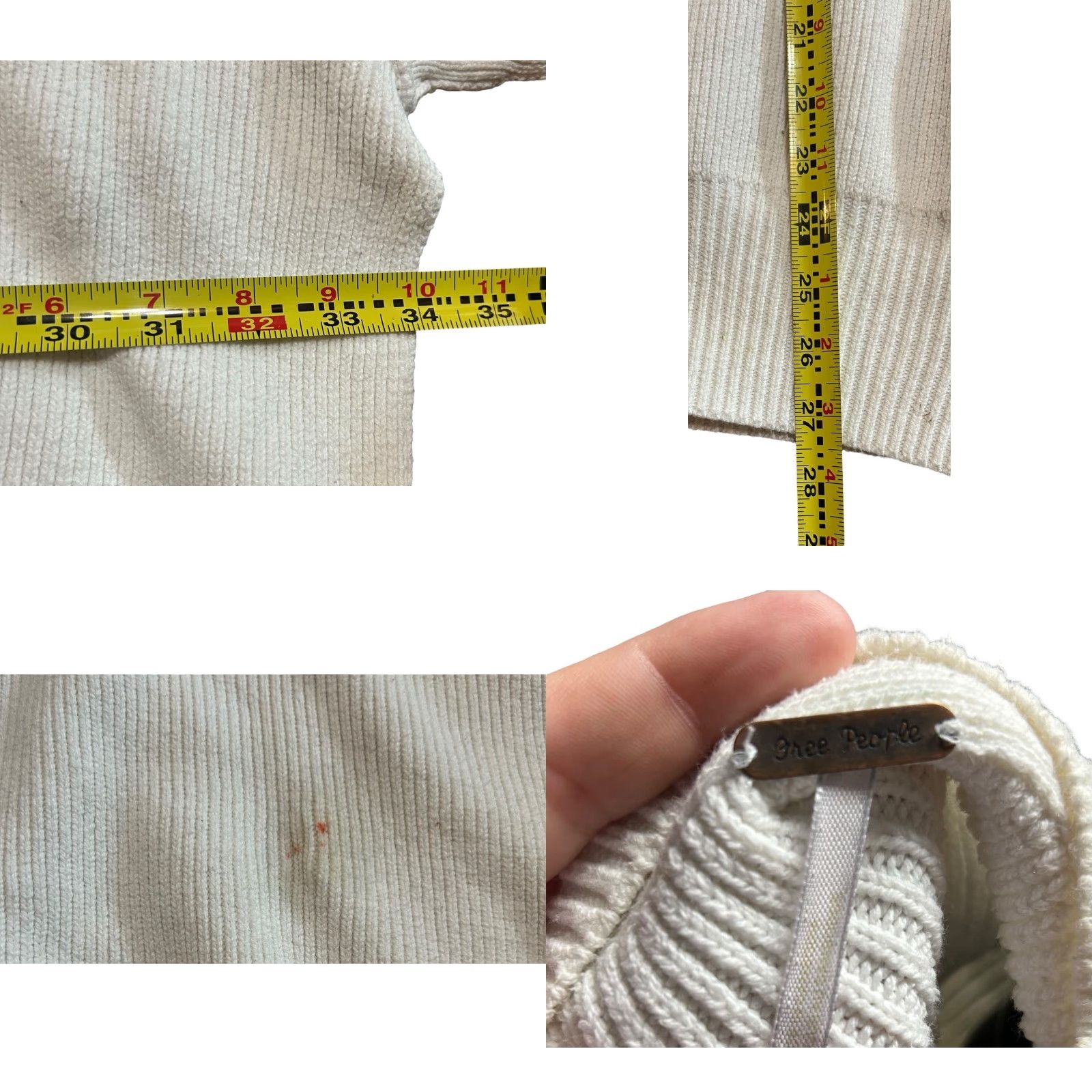 Free People Free People Womens Cotton Long Sleeve Cropped Boxy Sweater White Size Large Read Size L / US 10 / IT 46 - 9 Thumbnail