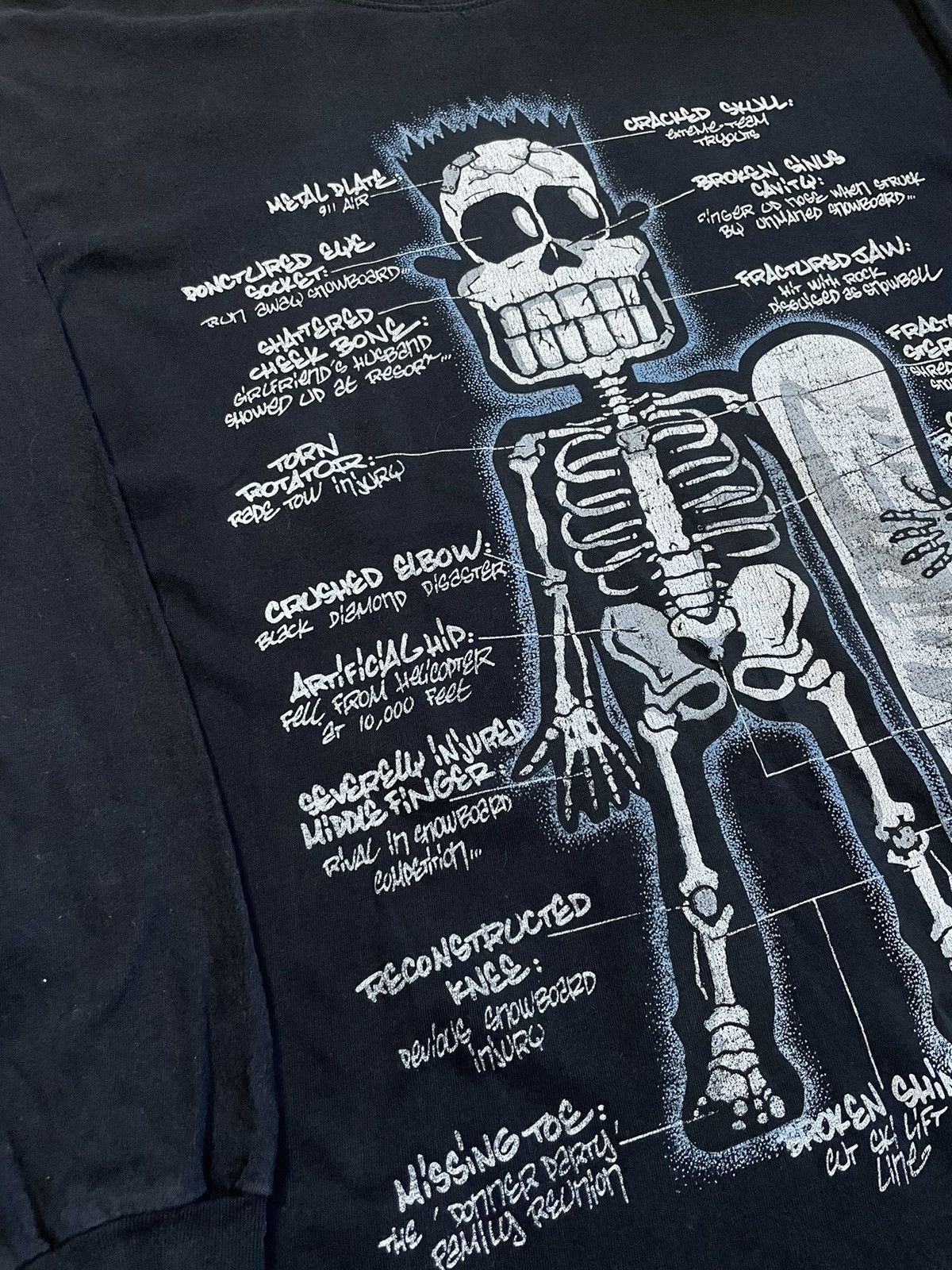 Vintage Vintage 90’s Bart Simpson X-RAY Skeleton Skateboard Long Tee Size US XL / EU 56 / 4 - 7 Thumbnail