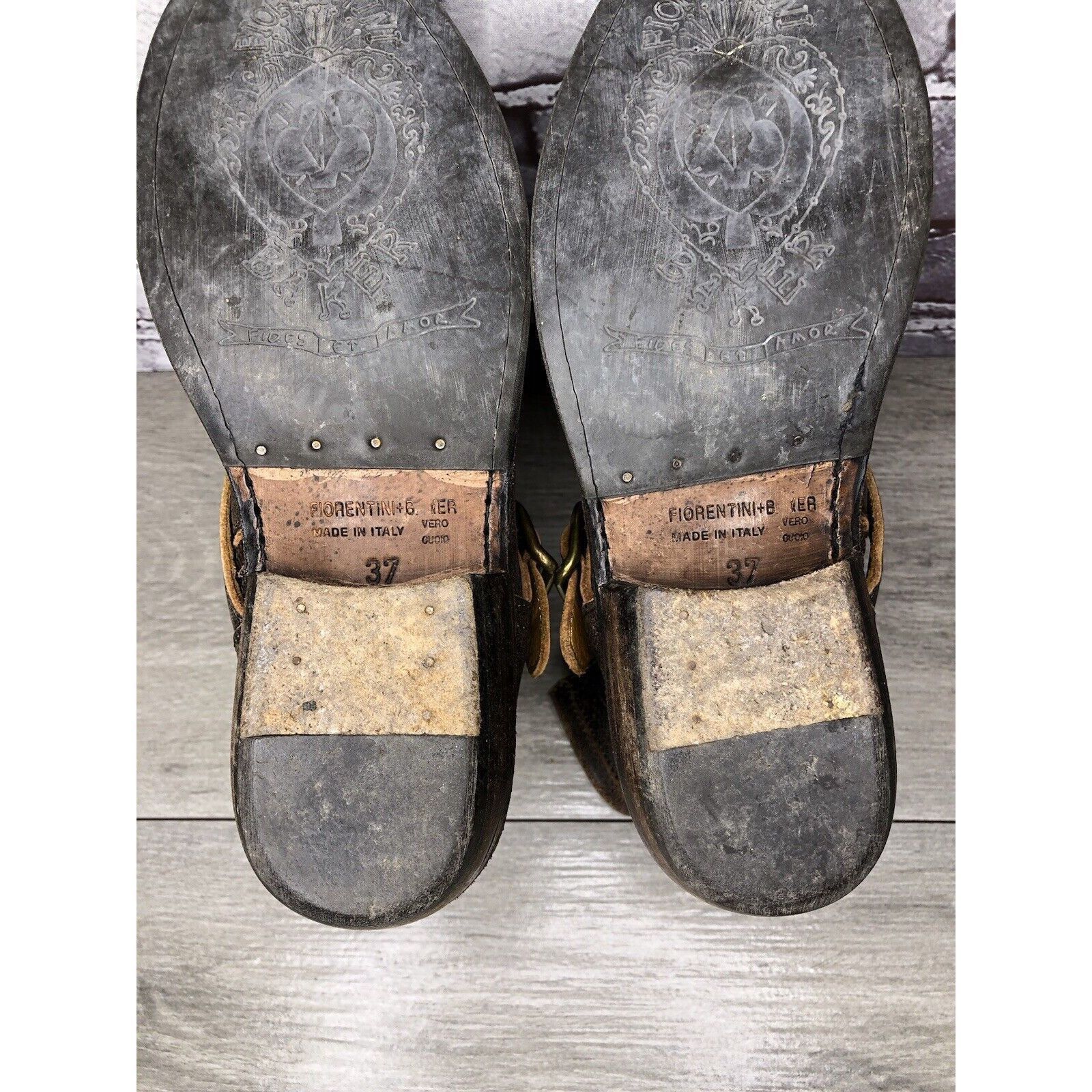 Fiorentini + Baker Fiorentini + Baker Brown Leather Side Zip Buckle Ankle Boots Size US 7 / IT 37 - 8 Thumbnail